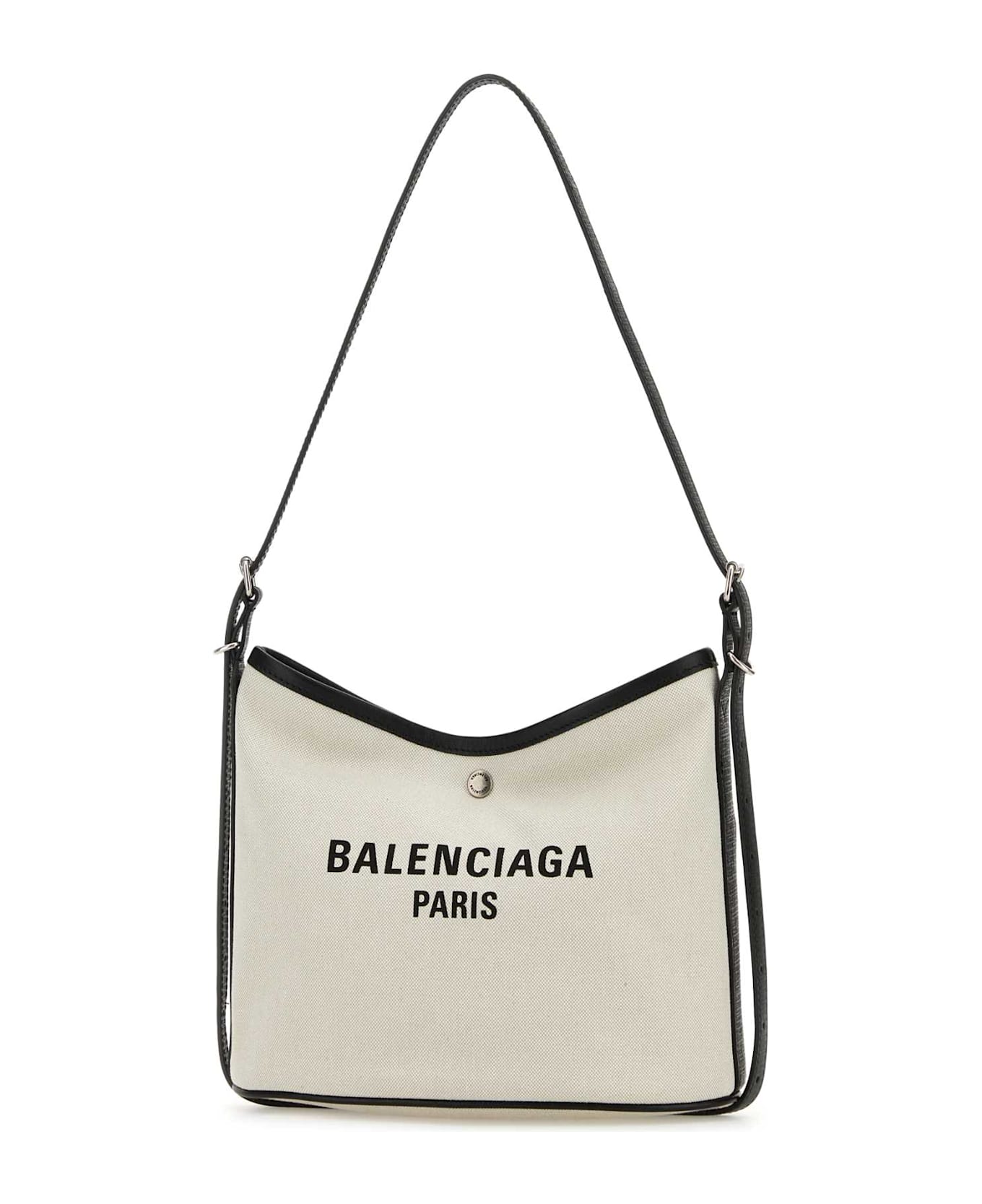 Balenciaga Chalk Canvas Biarri Crossbody Bag - NATURAL/BLACK