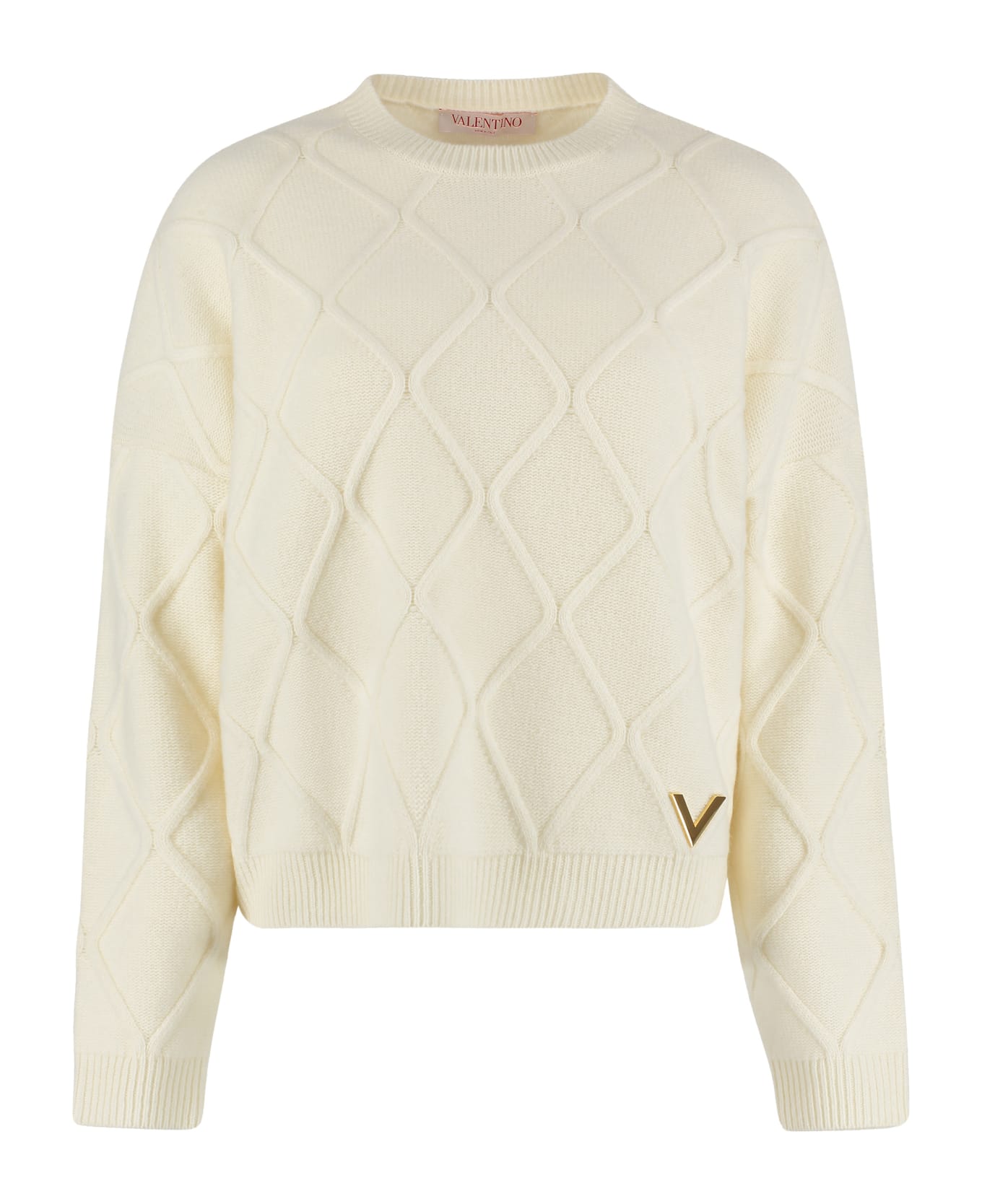 Valentino Virgin Wool Crew-neck Sweater - Ivory