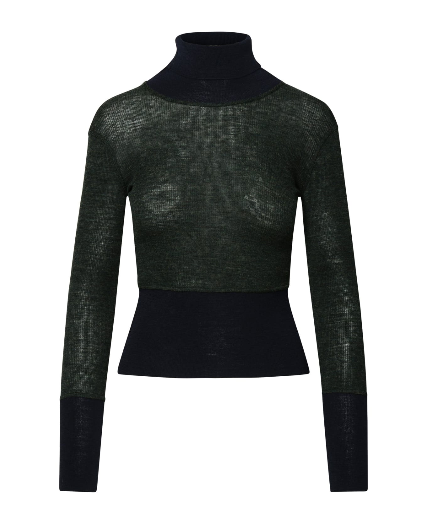 Thom Browne Green And Black Wool Turtleneck Sweater - Green ニットウェア