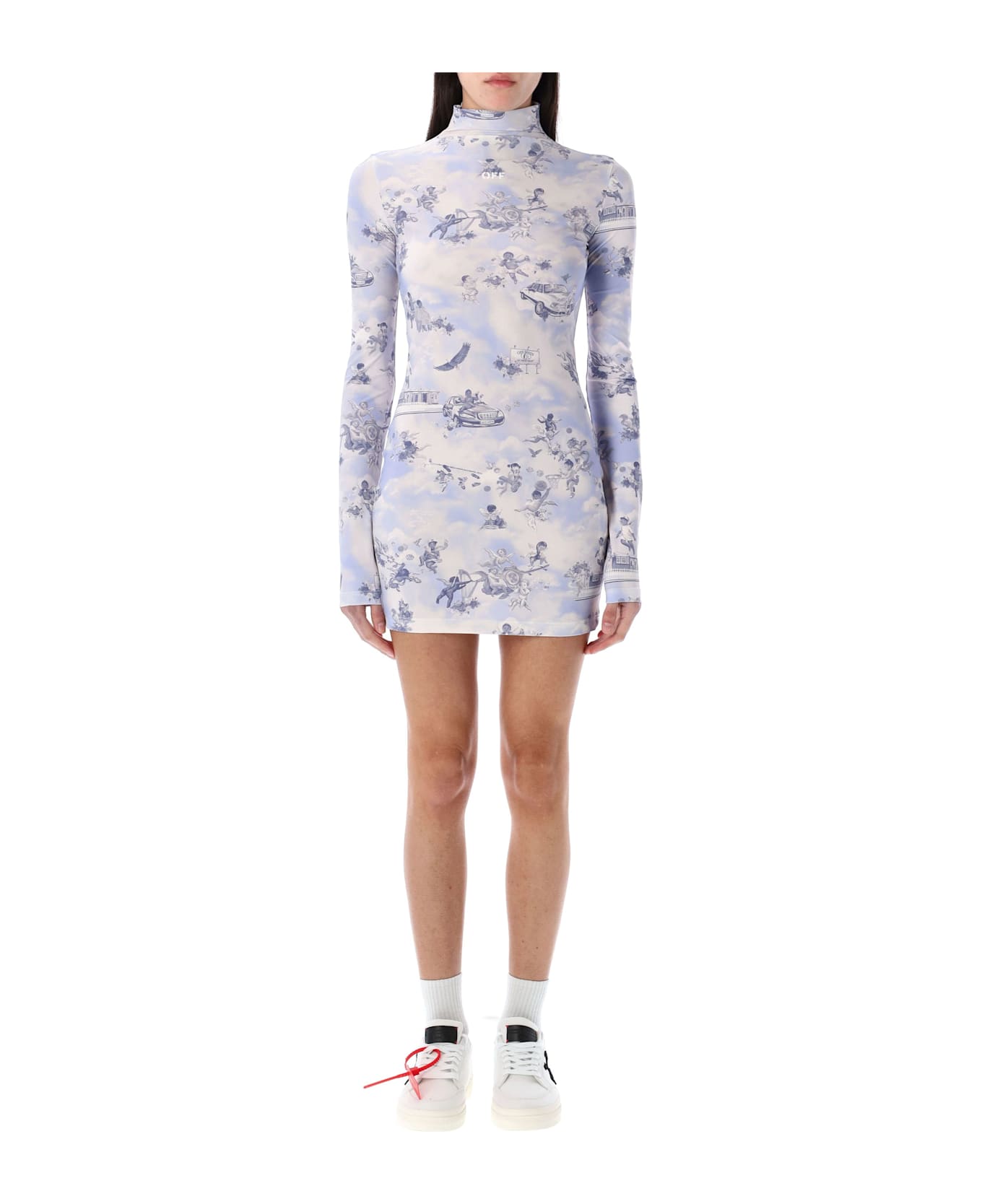 Off-White Fresco Short Dress - WHITE LILLAC