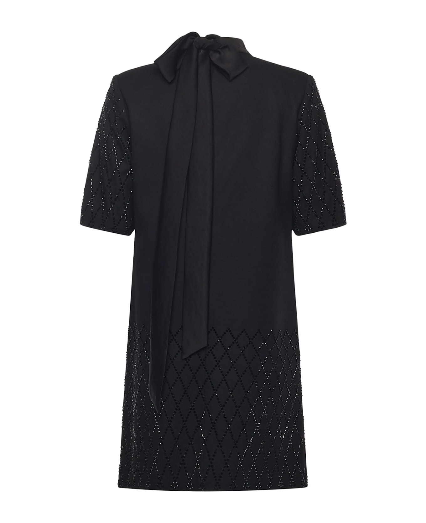 Pinko T-shirt-style Dress With Rhinestones - Black