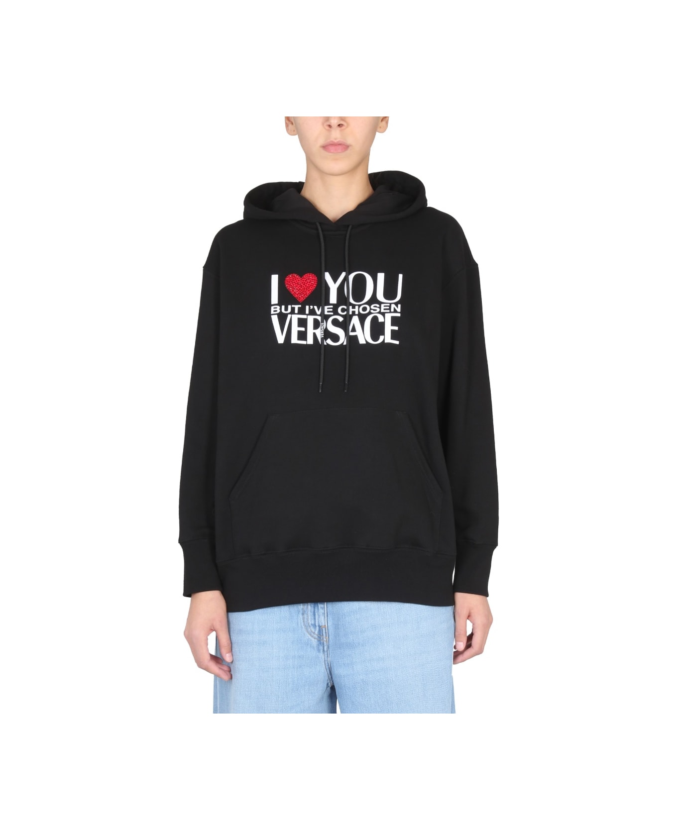 Versace Sweatshirt With I Love You Logo - BLACK
