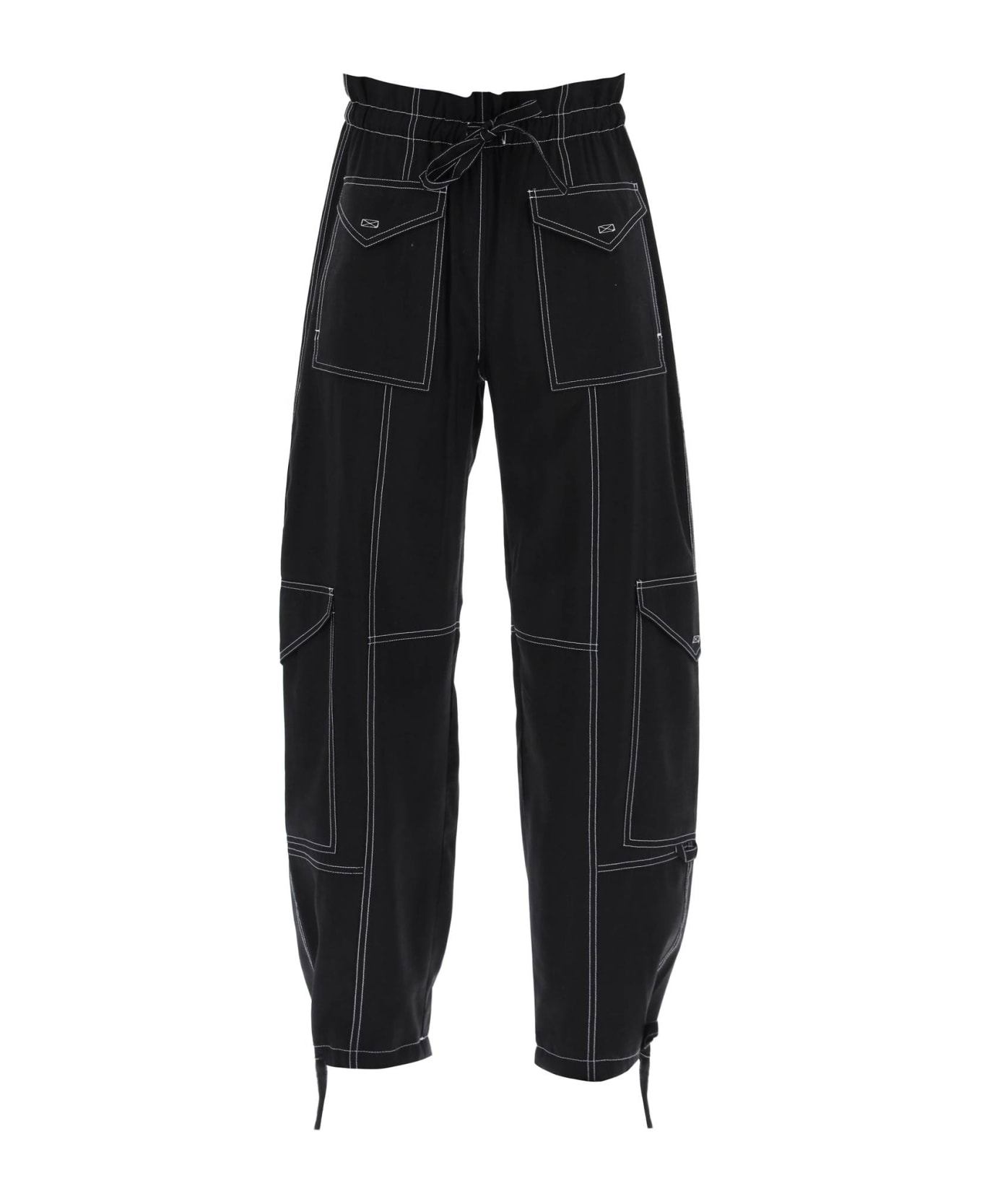 Ganni Light Slub Pants - BLACK (Black)