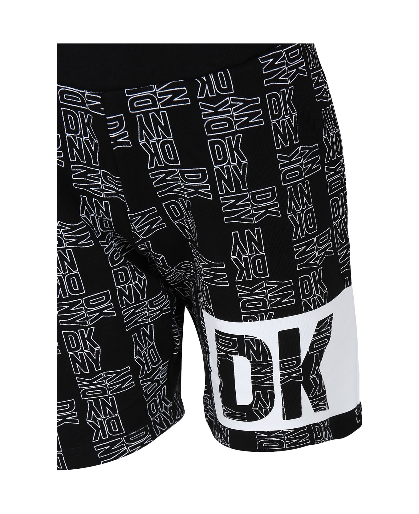 DKNY Black Shorts For Kids With Logo - Black