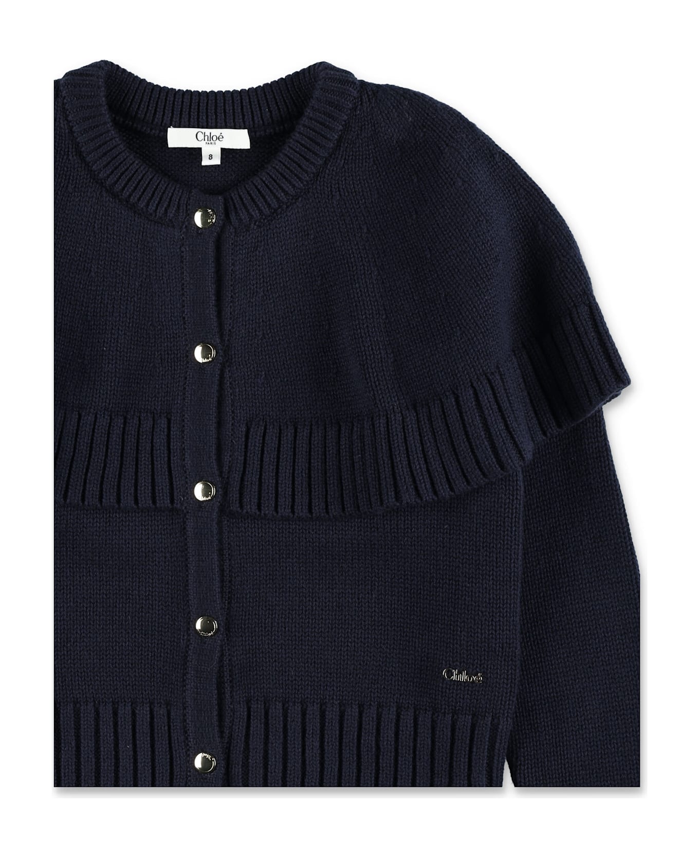 Chloé Kids Knitted Cape Cardigan - NAVY