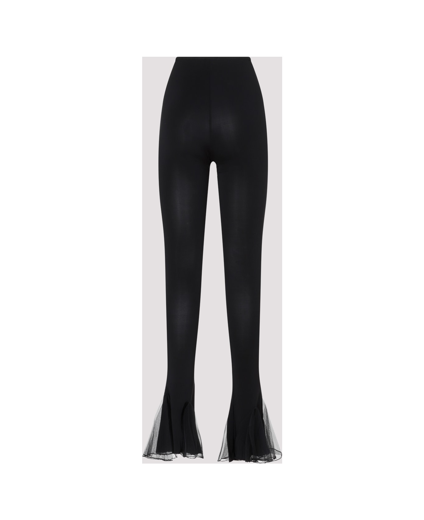 Nensi Dojaka Fitted Sheer Frilled Hem Trousers - Black