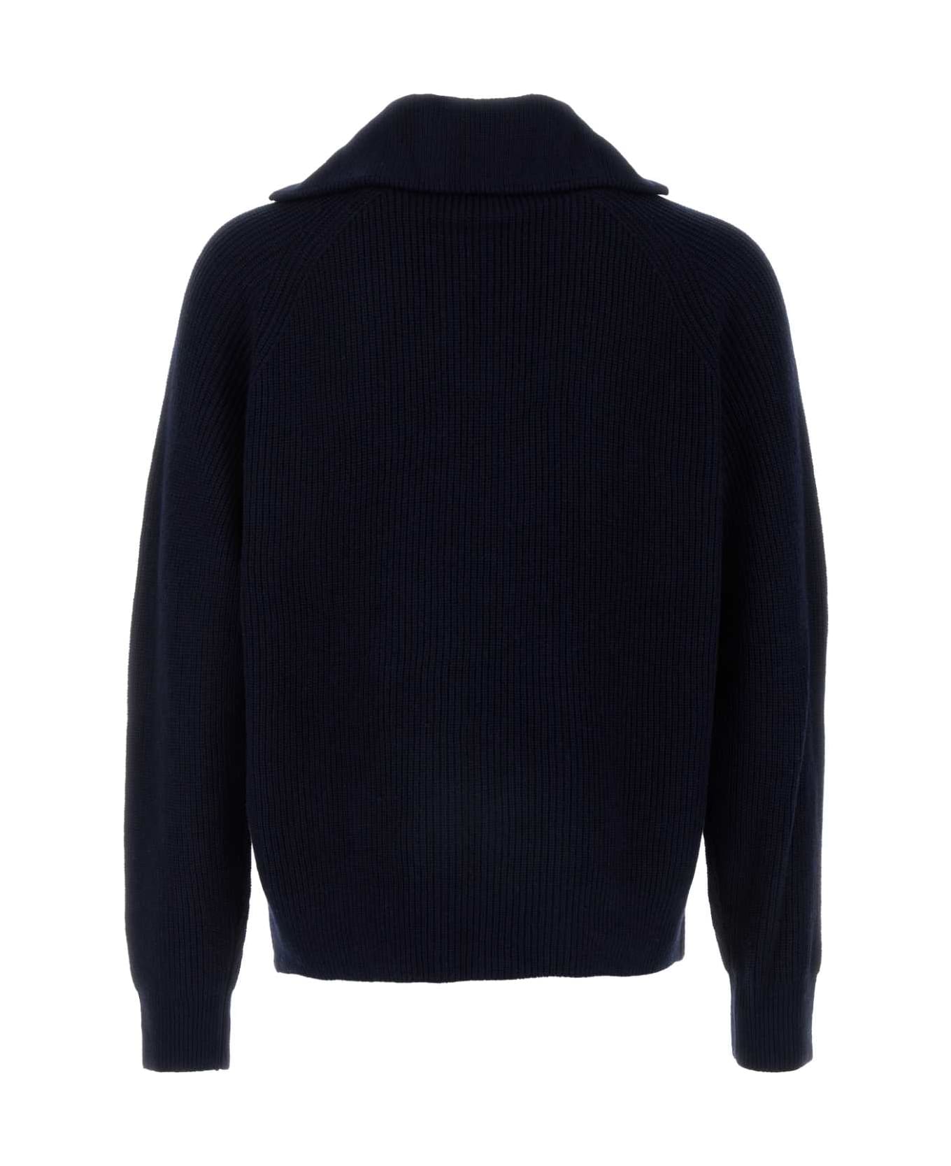 Maison Kitsuné Dark Blue Wool Blend Sweater - INKBLUE