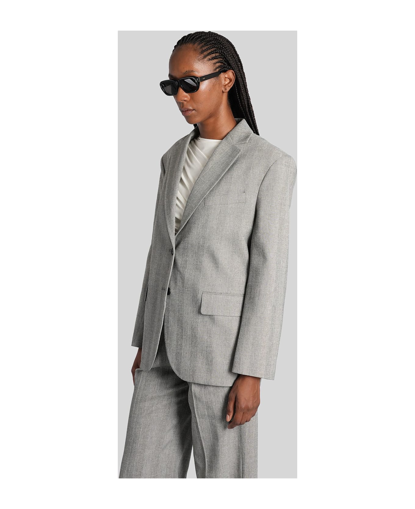 Anine Bing Quinn Blazer In Grey Polyester - grey