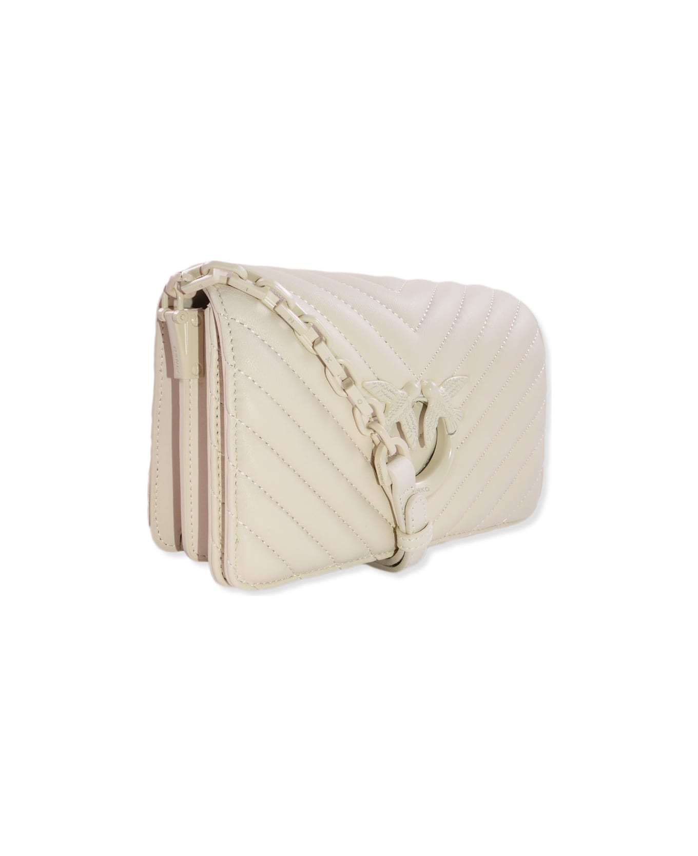Pinko Logo-plaque Quilted Crossbody Bag - White