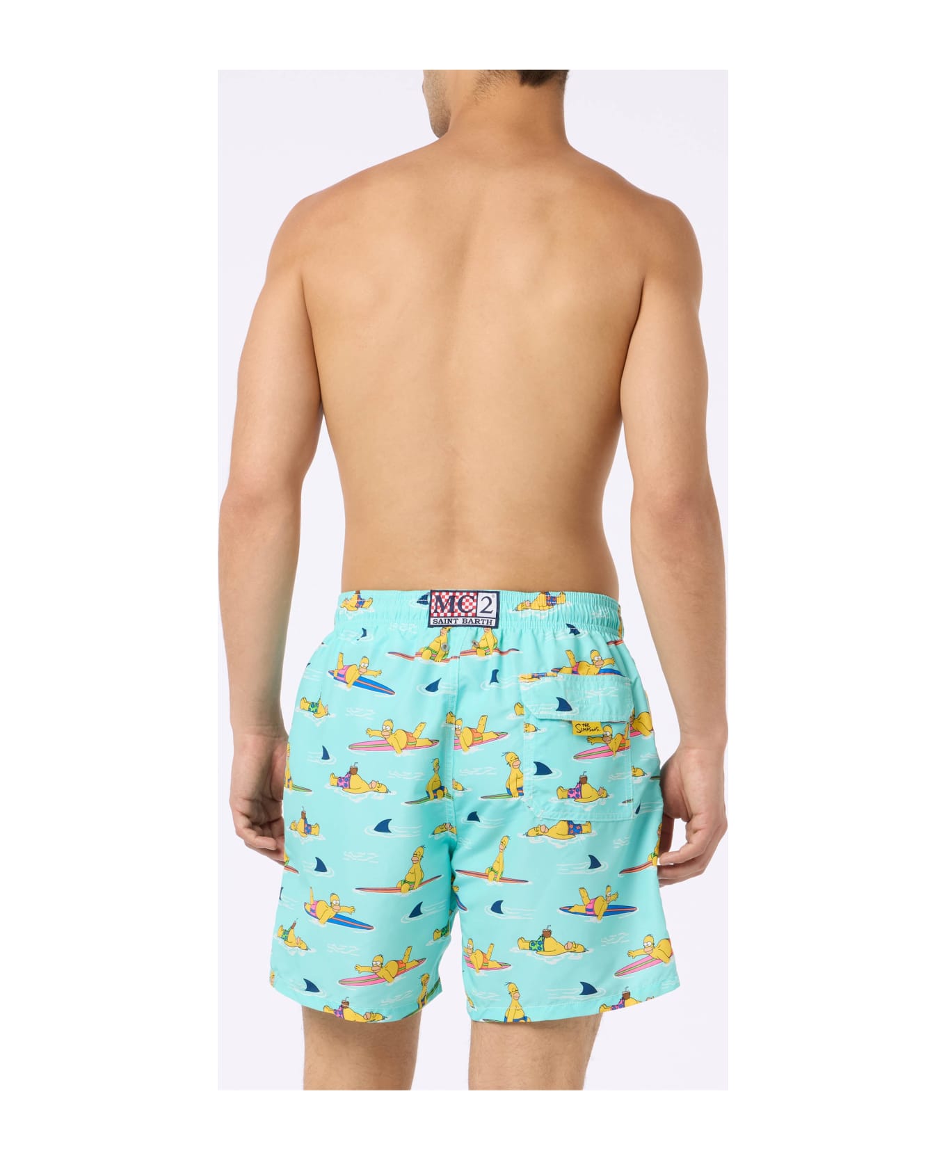 MC2 Saint Barth Man Mid-length Gustavia Swim-shorts With Homer Simpson Print | The Simpsons Special Edition - GREEN