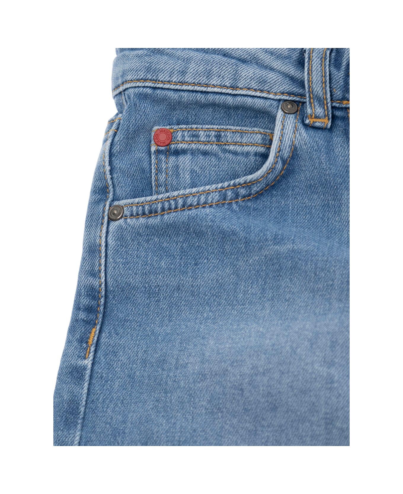 Max&Co. Blue Cropped Jeans With Logo Patch On The Rear In Denim Girl - Blu