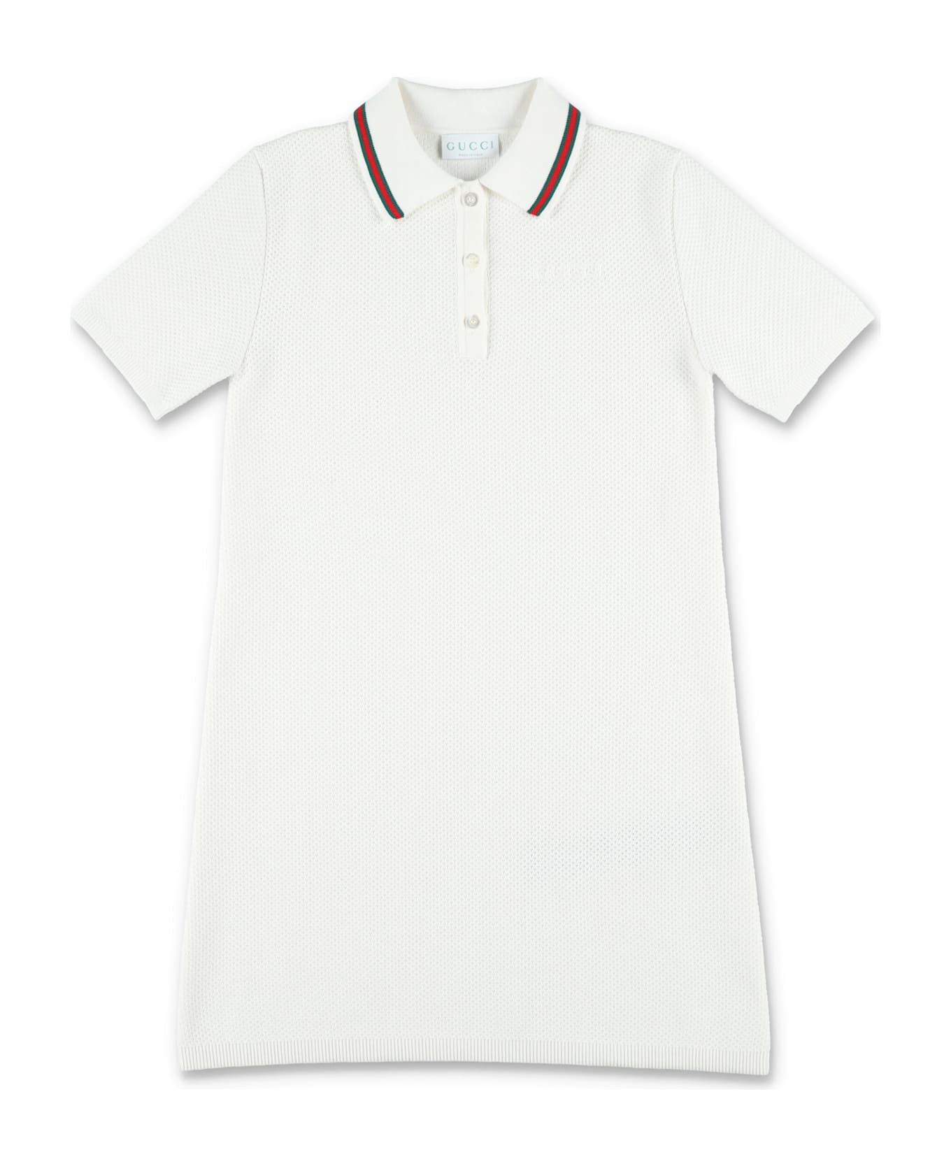 Gucci Kid - Embroidered Polo Dress - WHITE