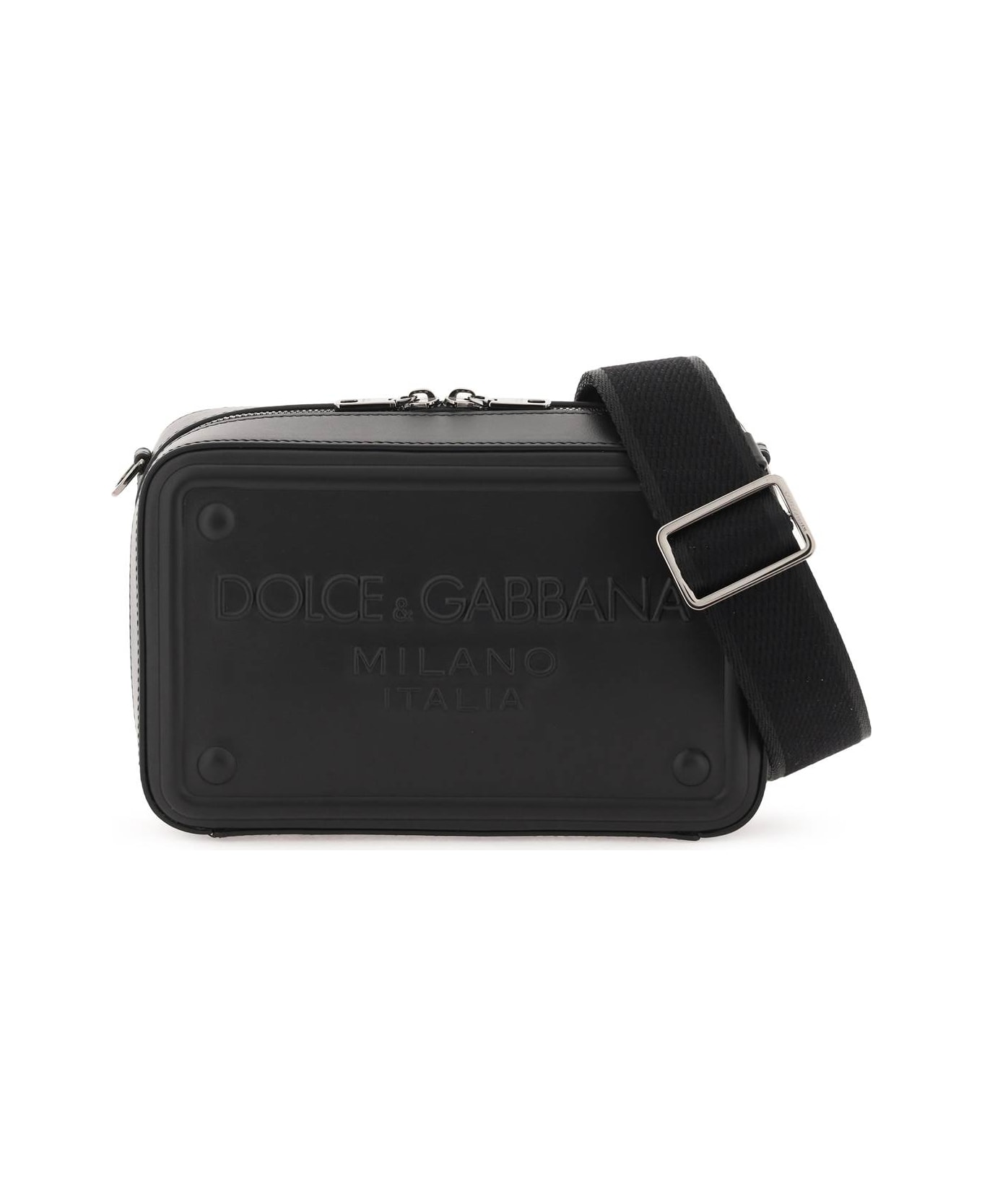 Dolce & Gabbana Leather Shoulder Bag With Embossed Logo Plaque - Nero ショルダーバッグ