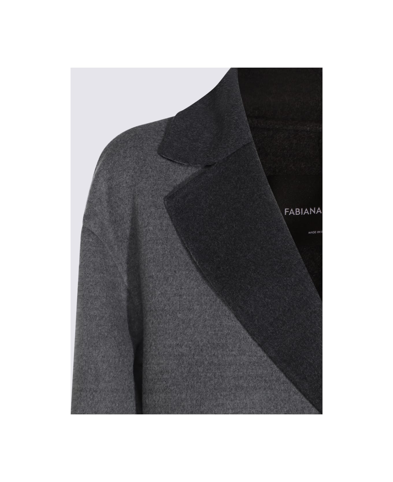 Fabiana Filippi Grey Wool Coat - ROCCIA/ANTRACITE