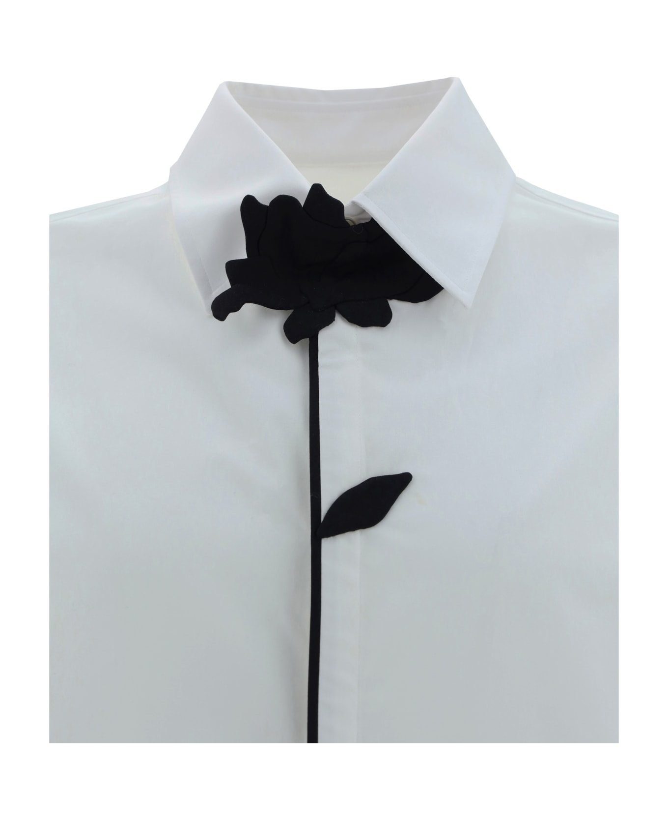 Valentino Shirt Embroiders Flowers - Bianco/nero シャツ