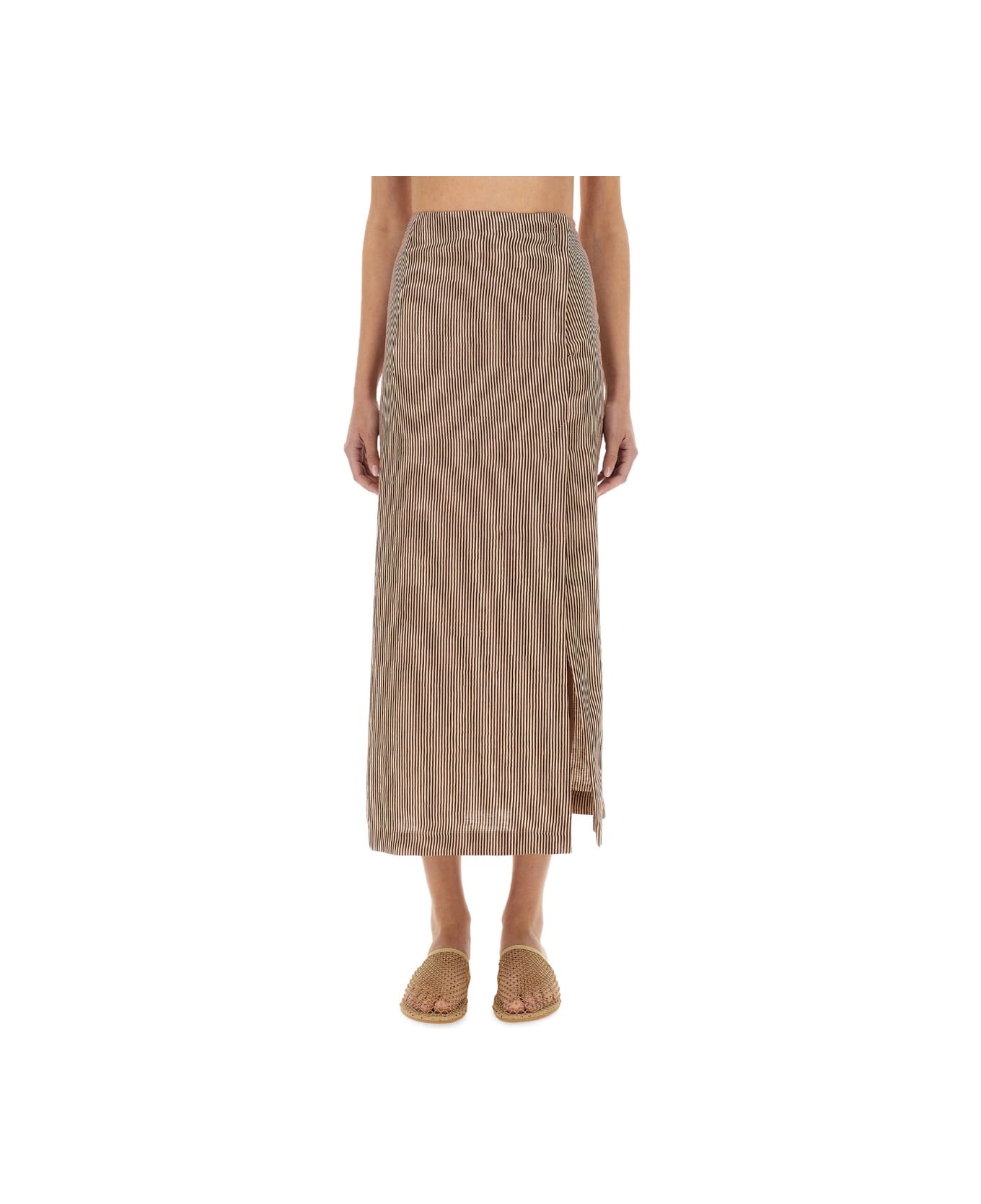 Alysi "micro Stripe" Longuette Skirt - BORDEAUX