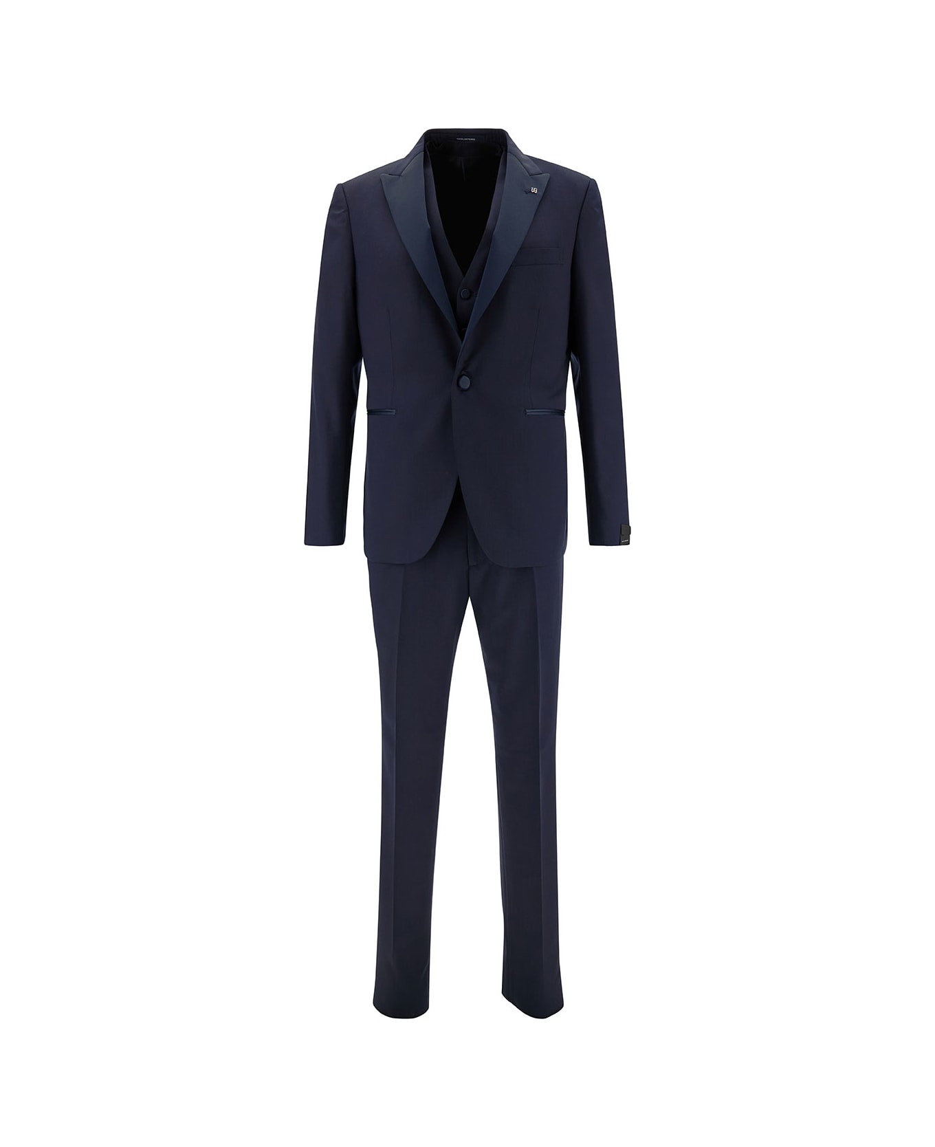 Tagliatore Blue Single-breasted Tuxedo With Vest In Wool Man - Blu