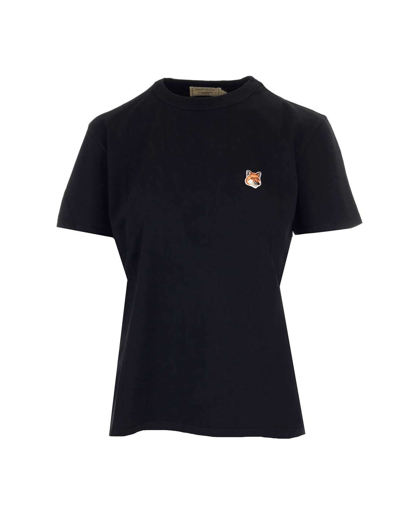 Maison Kitsuné White T-shirt With Baby Fox Patch - Black