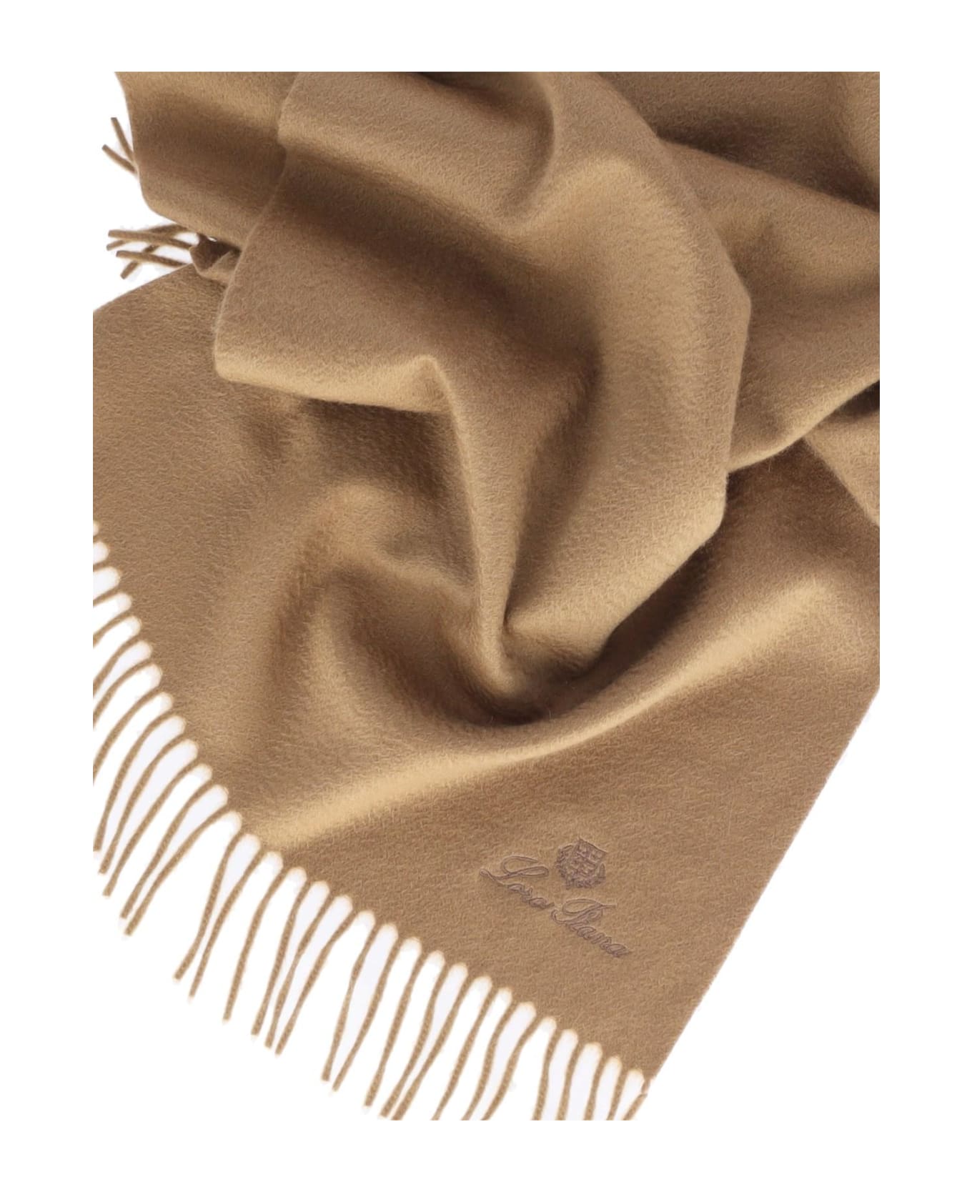 Loro Piana Large Logo Cashmere Scarf - Brown