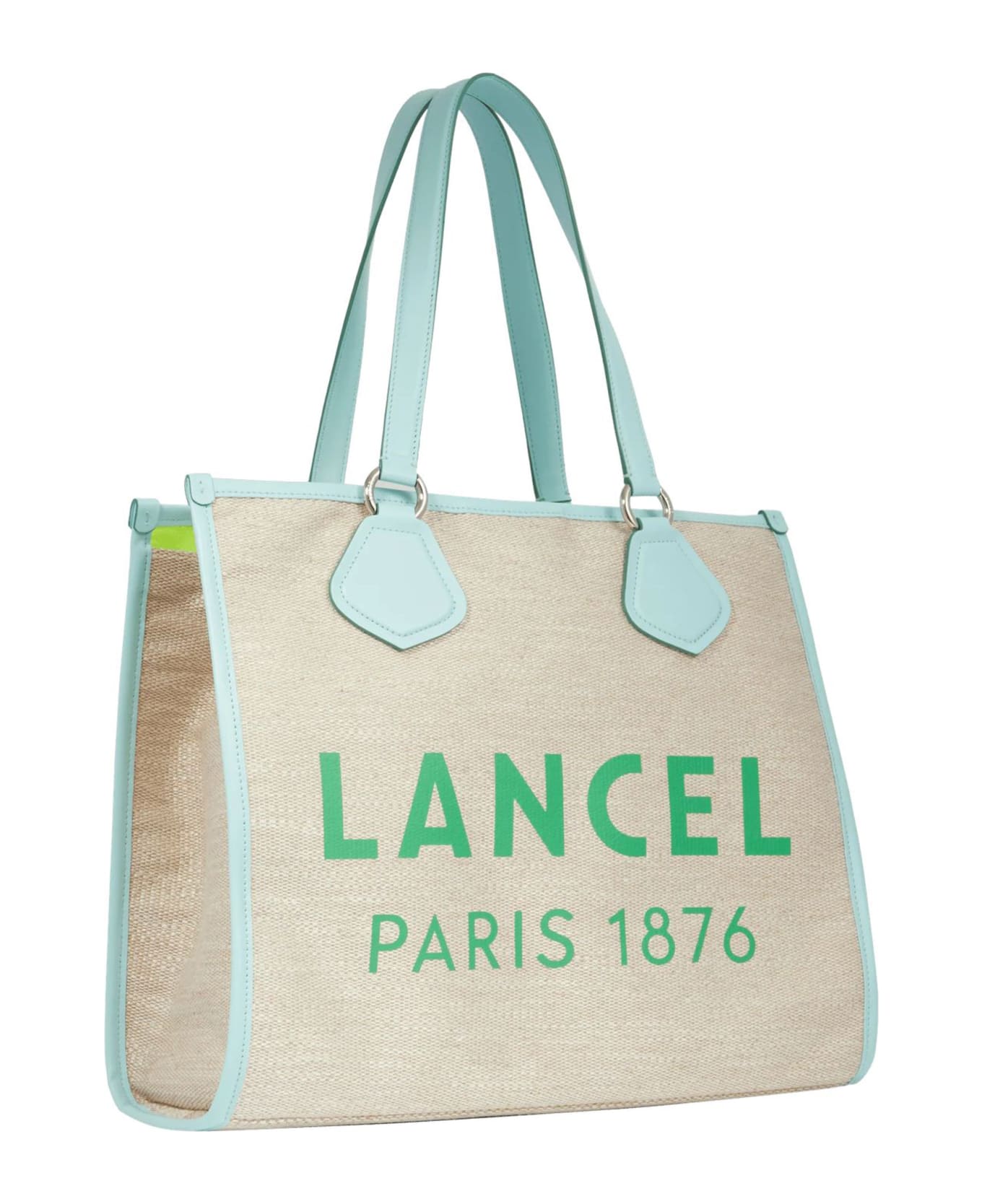Lancel Light Blue Tote Bag - Pe Natural Mint Emerald