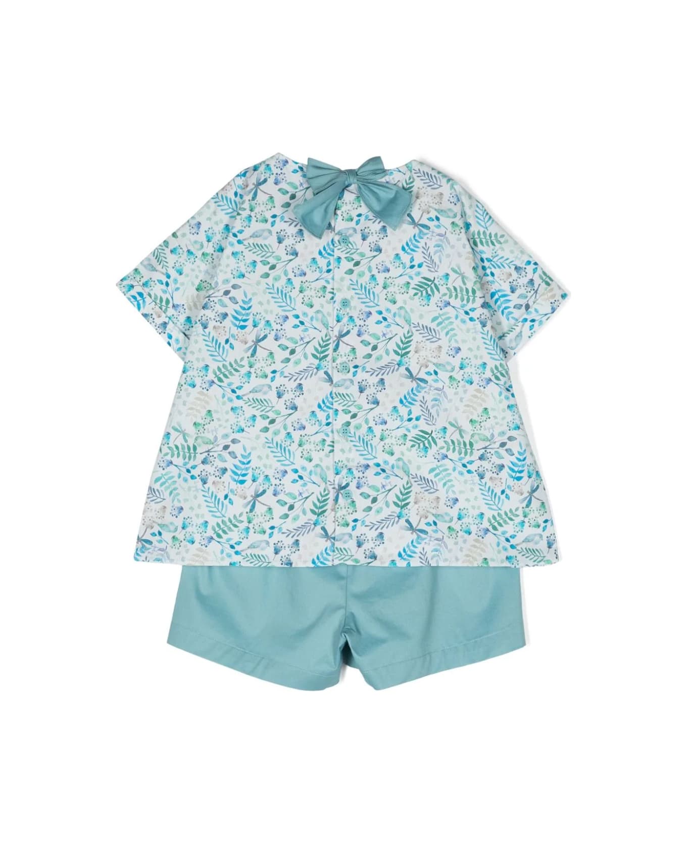 Il Gufo Two-piece Set With An Exclusive Print Design In Juniper Color - Blue