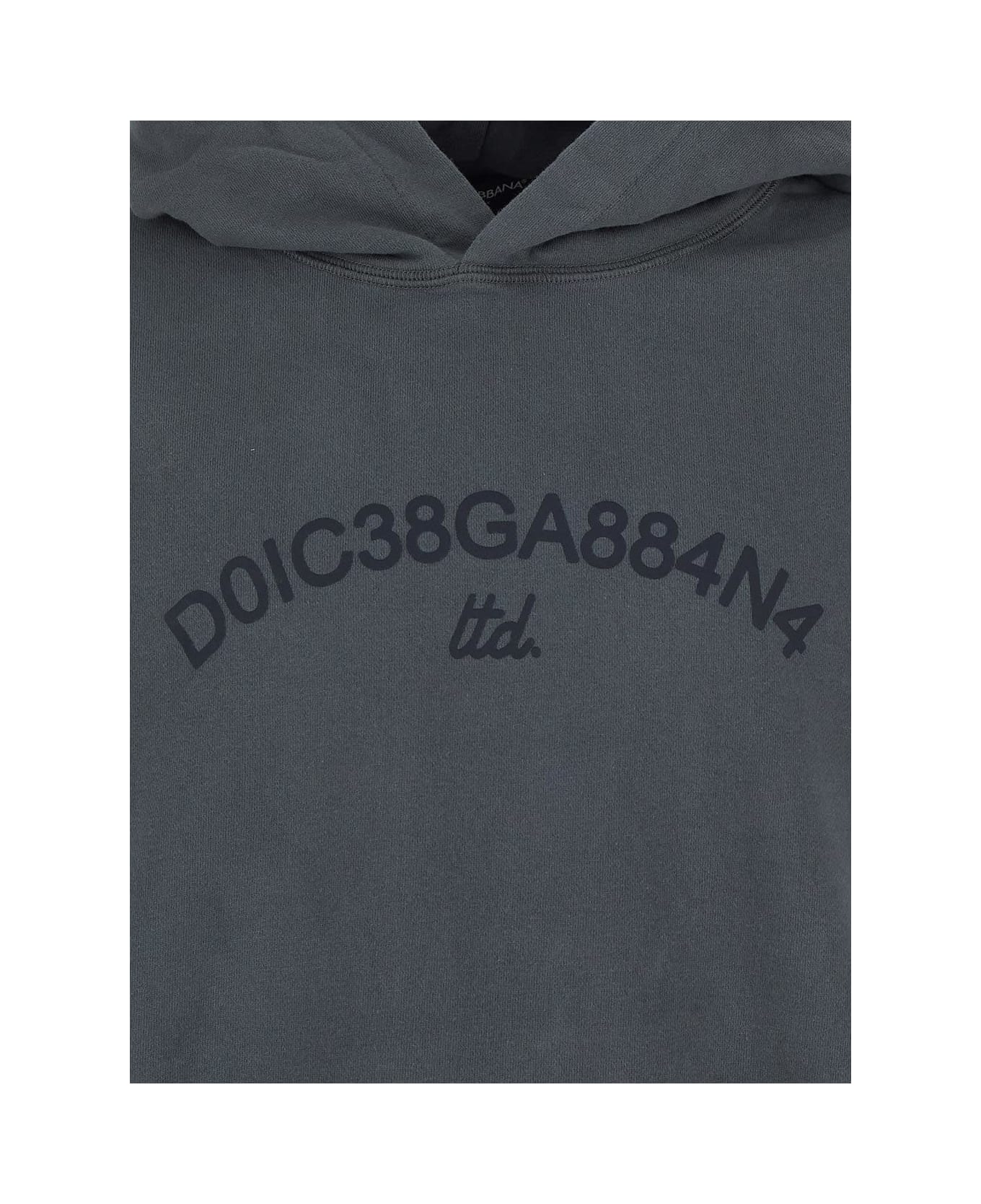 Dolce & Gabbana Logo Printed Cropped Hoodie - GREY
