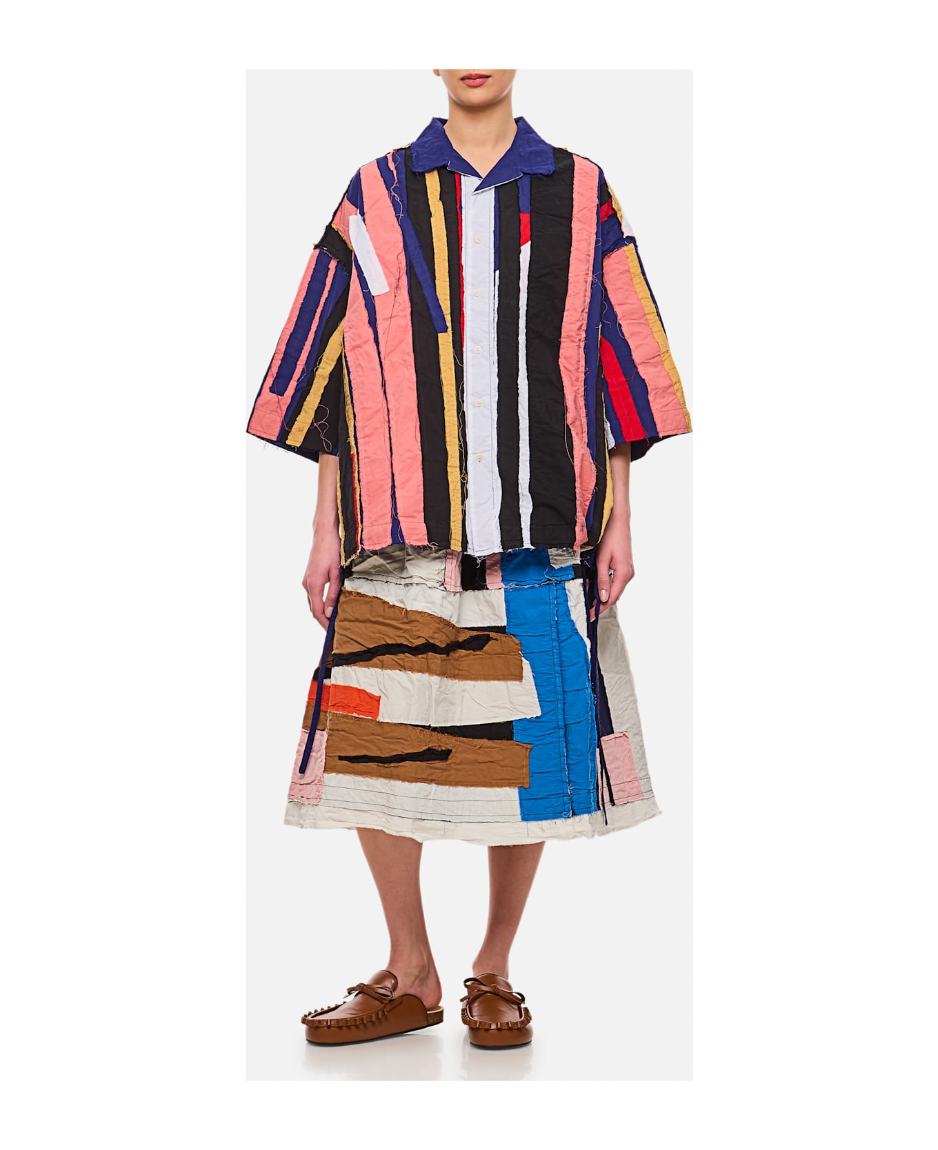 Casey Casey April Shirt-stripe Patchwork - MultiColour