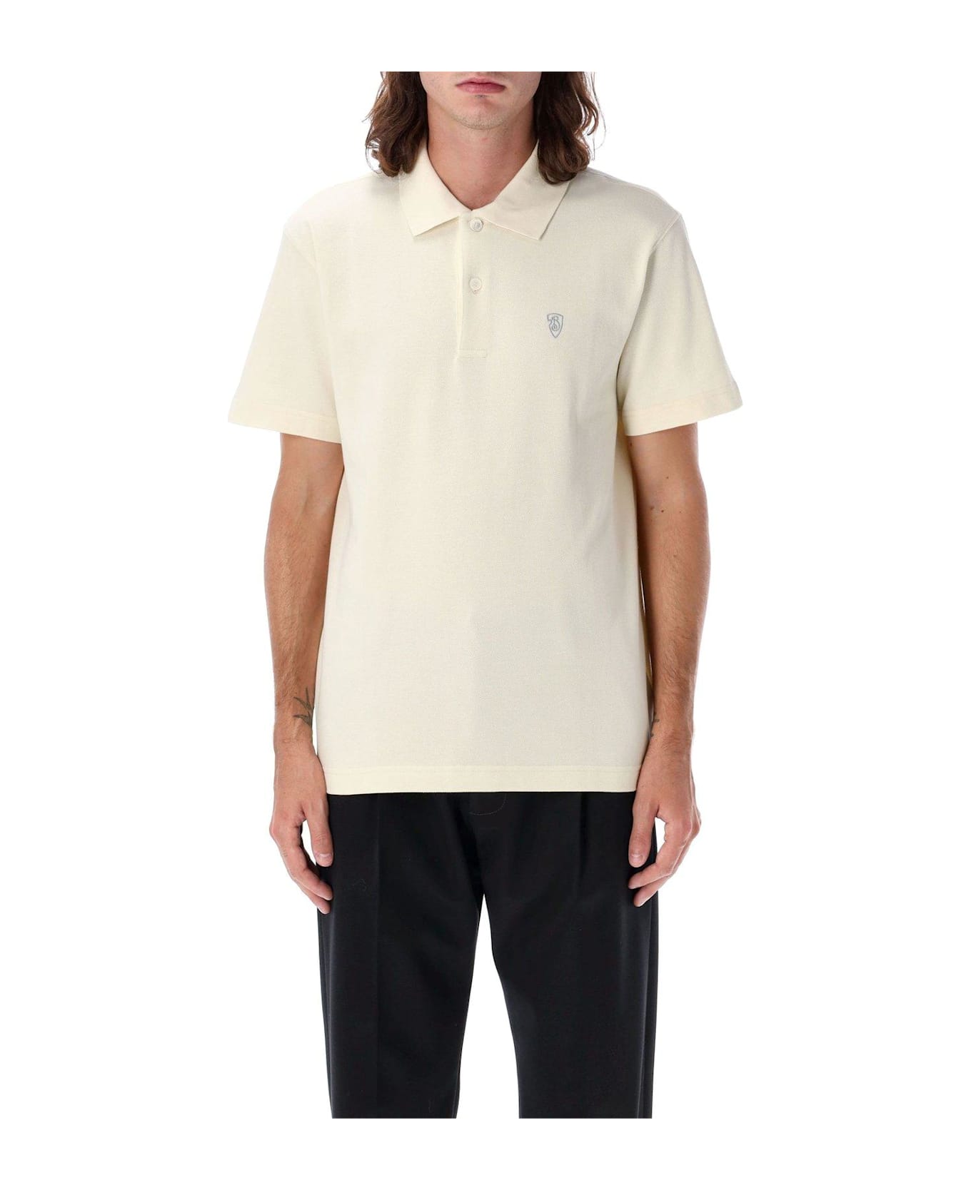 Burberry Logo Embroidered Short-sleeved Polo Shirt - NEUTRALS