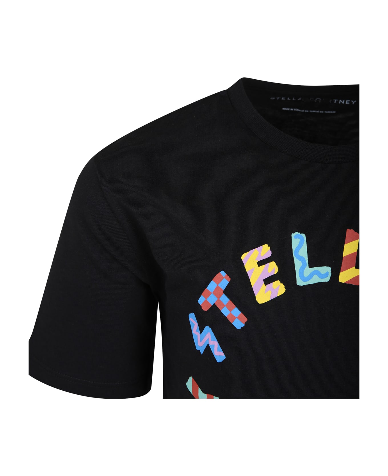 Stella McCartney Kids Black T-shirt For Girl With Multicolor Logo - Black