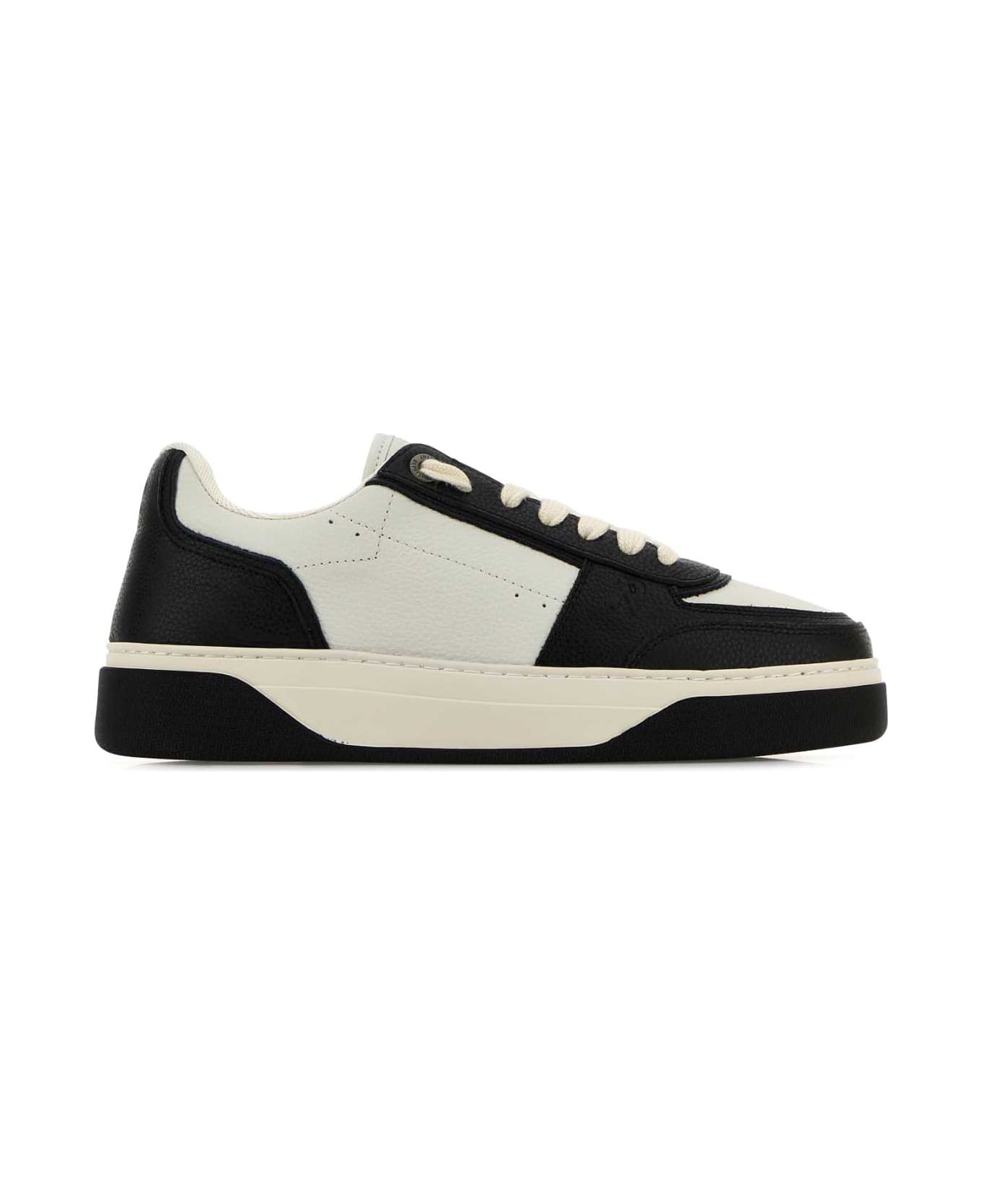 REPRESENT Two-tone Leather And Suede Initial Sneakers - BLAVINWHI