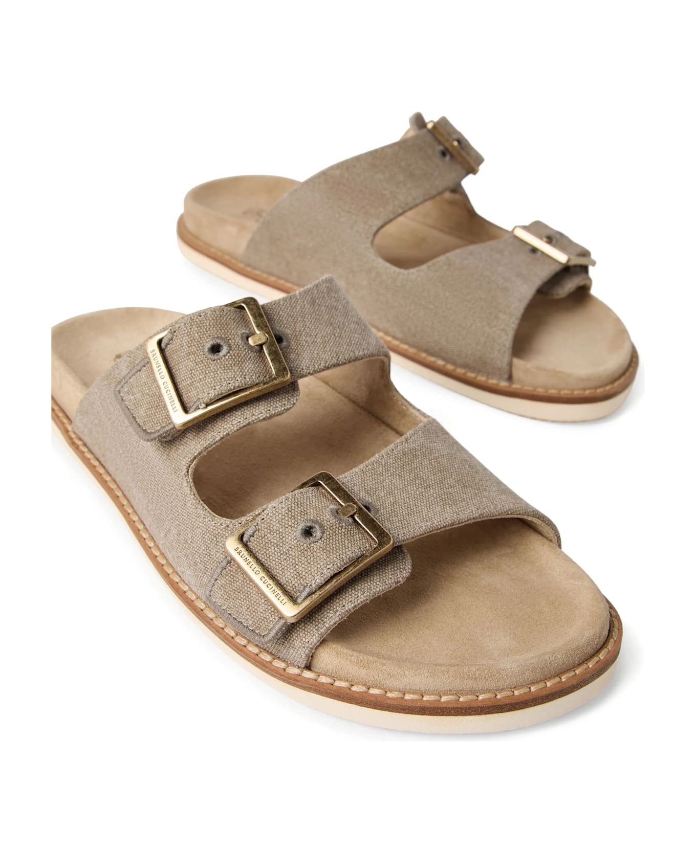 Brunello Cucinelli Suede Slides Sandals - Black
