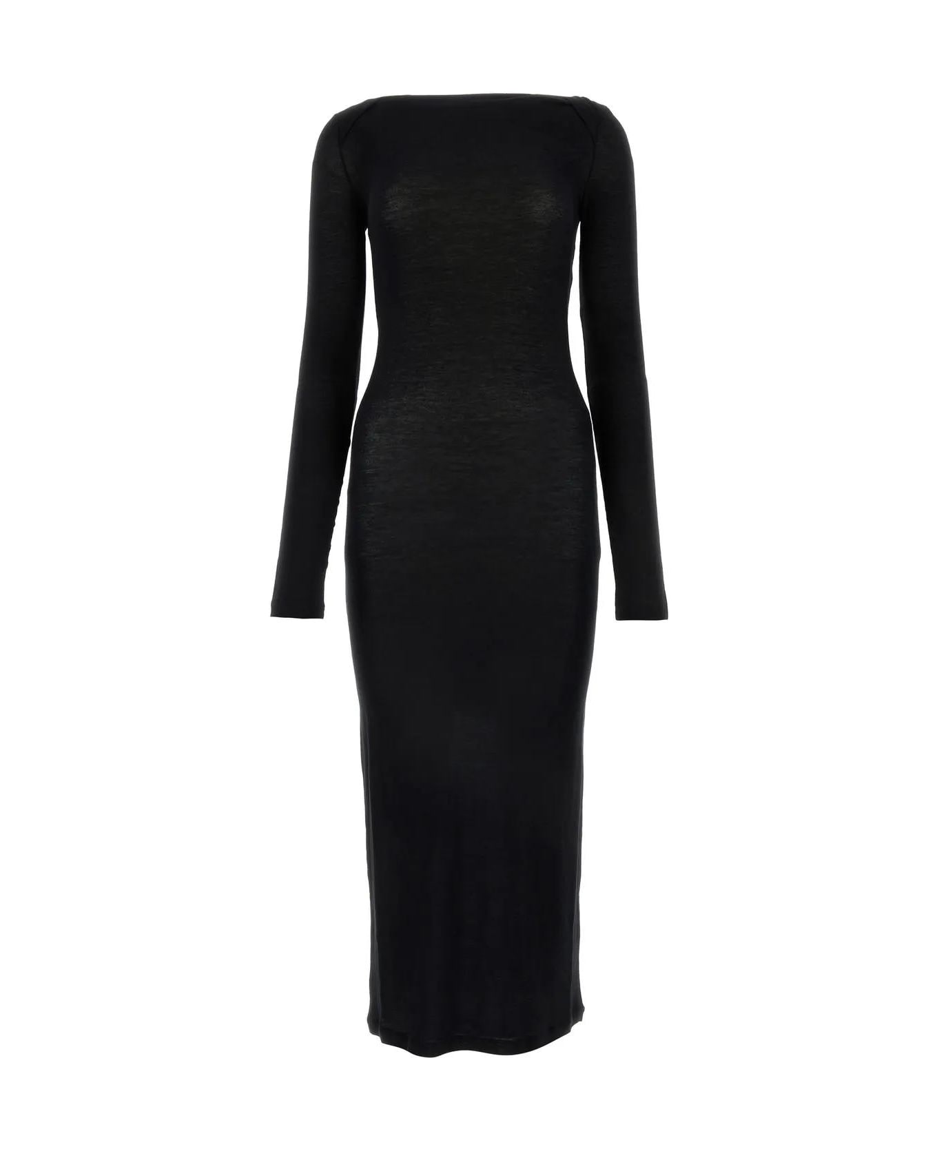 Saint Laurent Black Viscose Blend Dress - Black ワンピース＆ドレス
