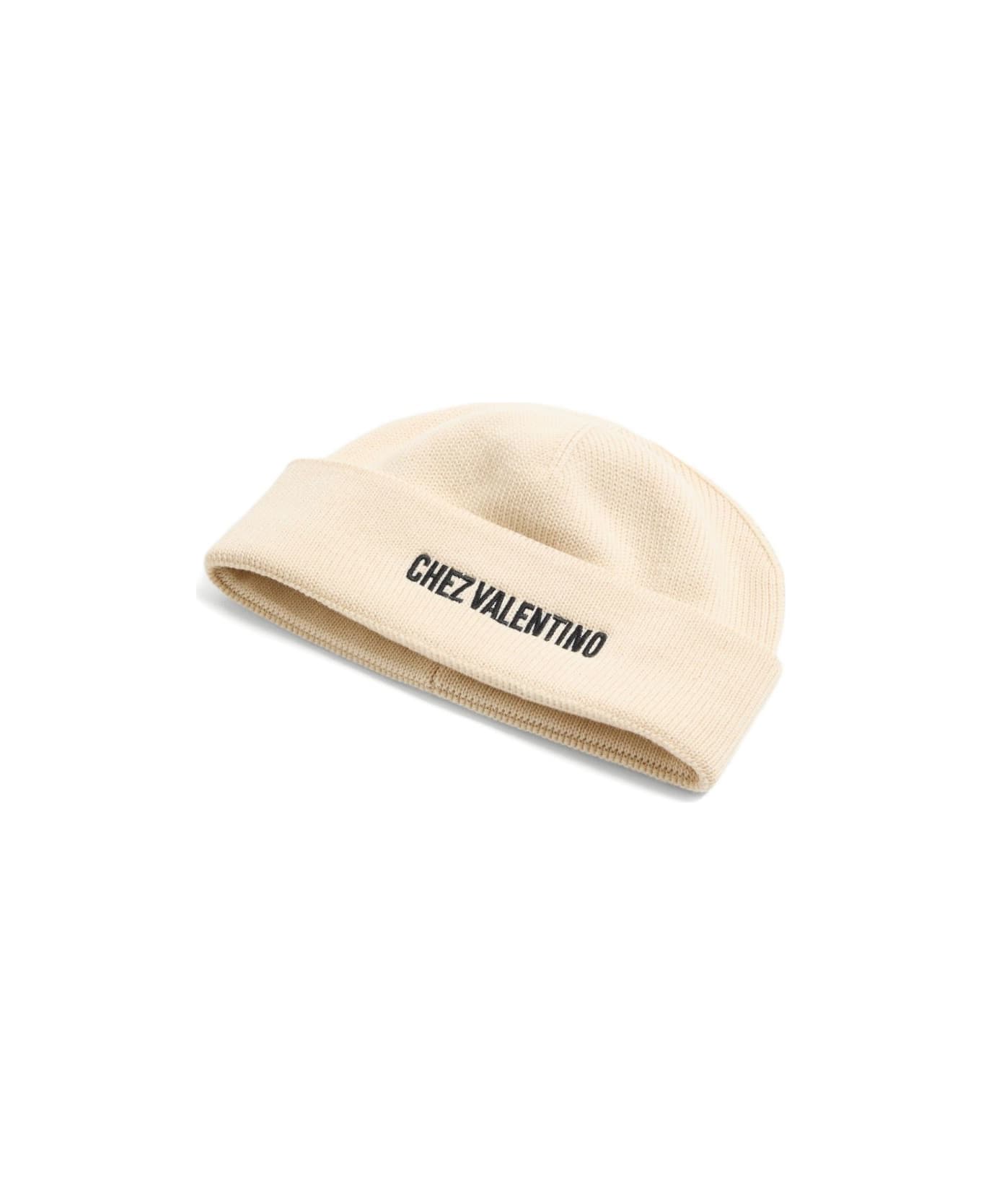 Valentino Garavani Chez Valentino Cotton And Wool Beanie - White