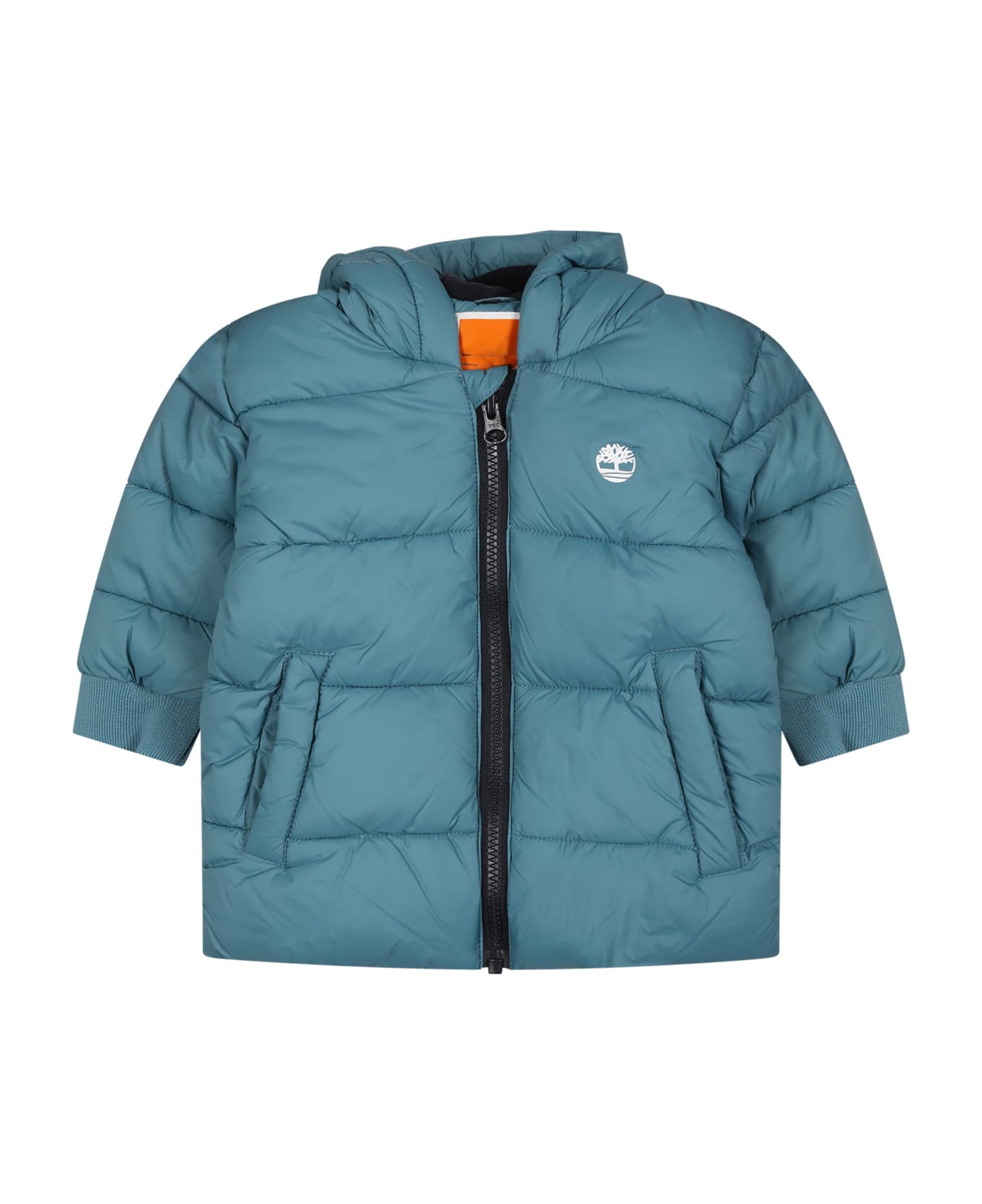 Timberland Light Blue Bomber For Baby Boy With Logo - Light Blue