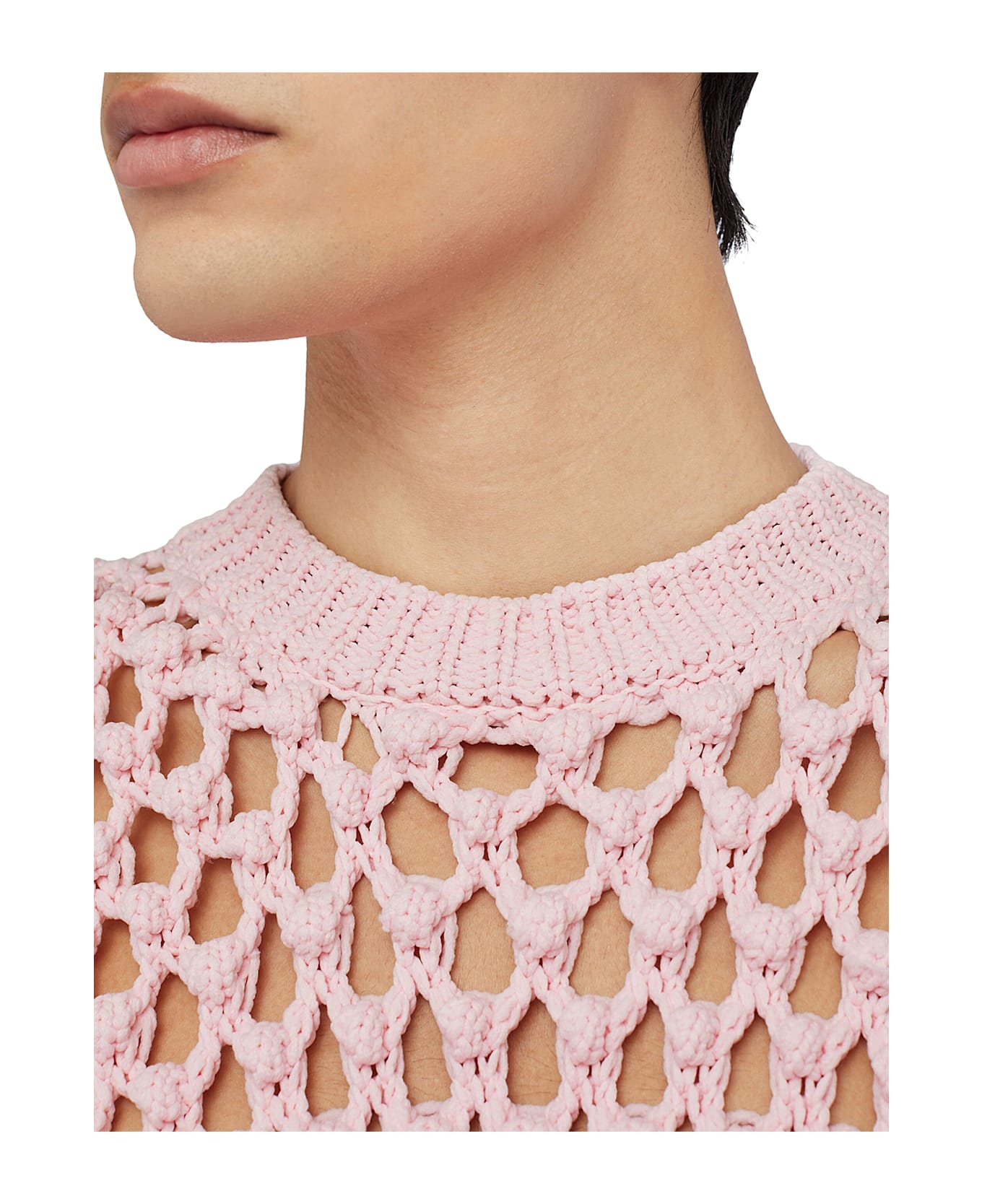 Jil Sander Crew Neck Crochet Sweater - Nude 
Neutrals