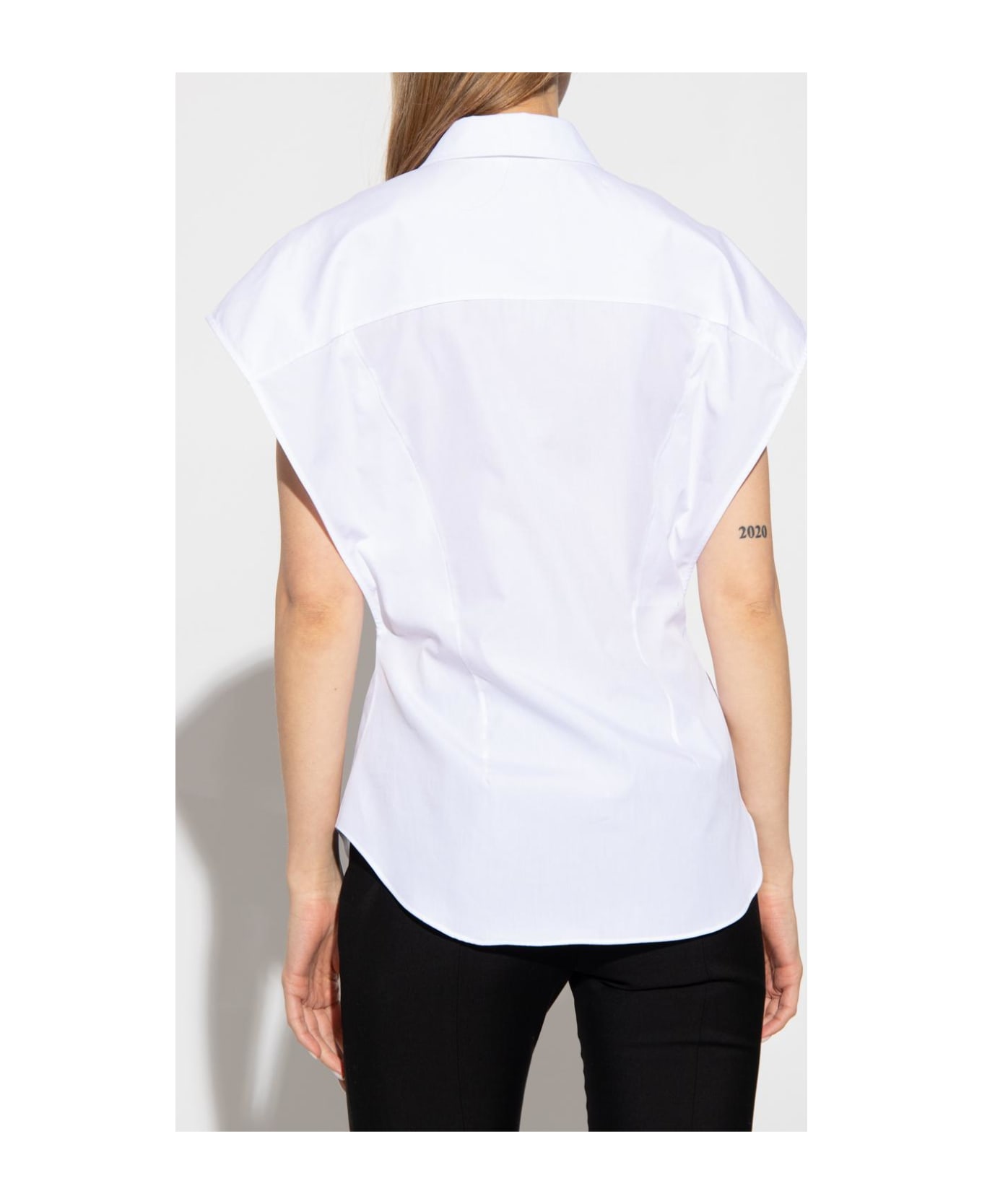 Alexander McQueen Short-sleeved Cotton Shirt - Bianco