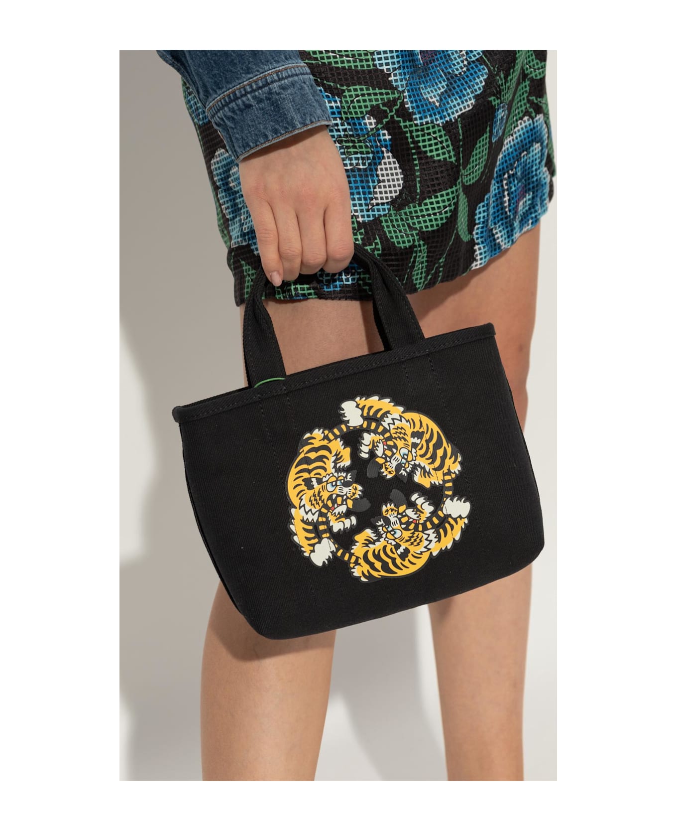 Kenzo Handbag With Tiger Motif - BLACK