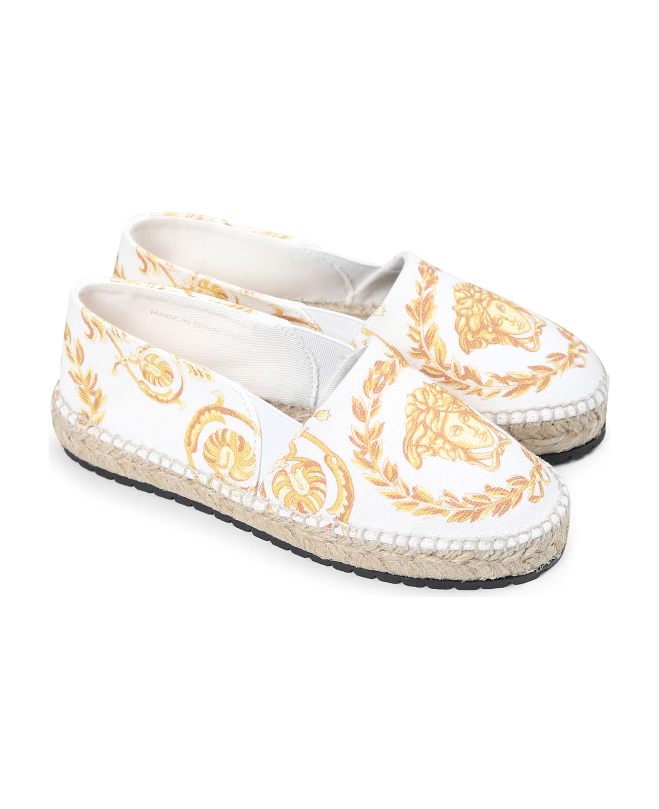 Versace White Espadrilles For Girl With Medusa - White