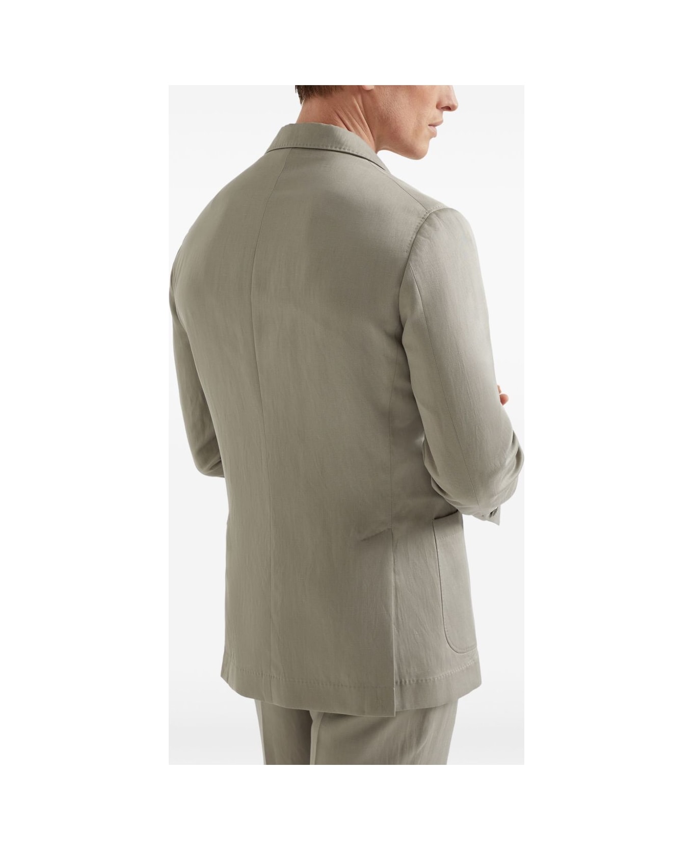 Brunello Cucinelli Silk And Linen Jacket - Kaki
