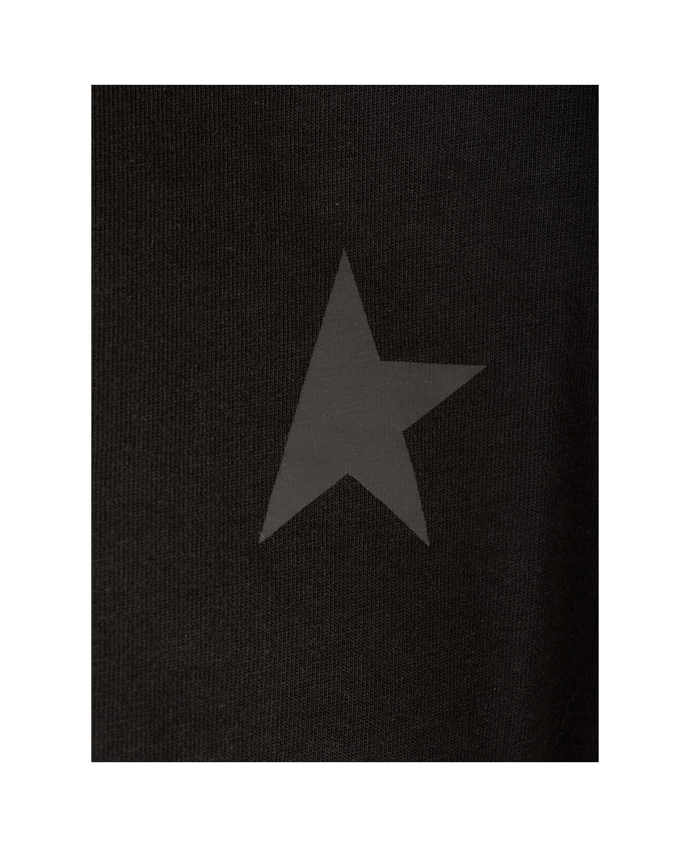 Golden Goose T-shirt With Mini Black Star - Black