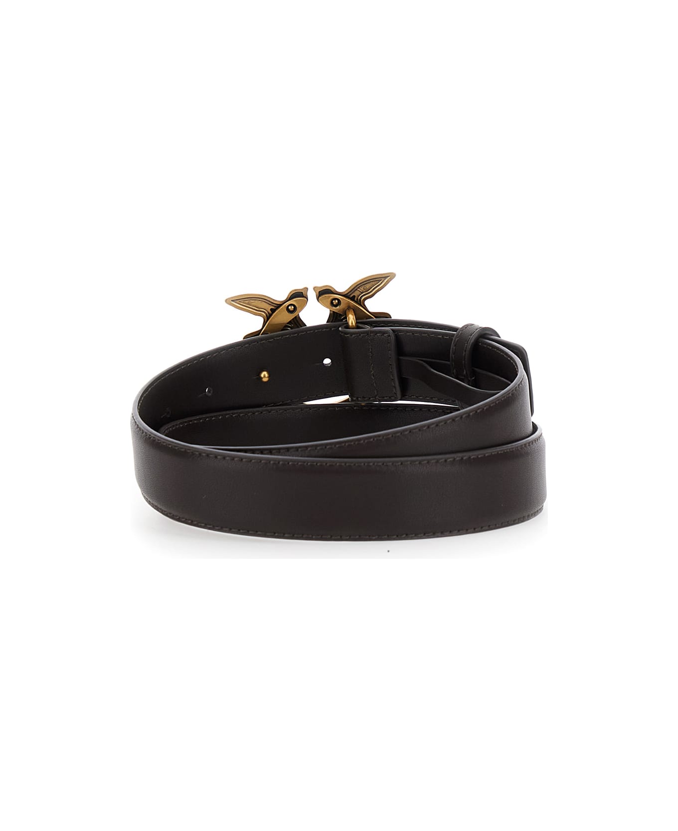 Pinko 
love Birds
 Brown Belt With Logo Buckle In Leather Woman - Brown