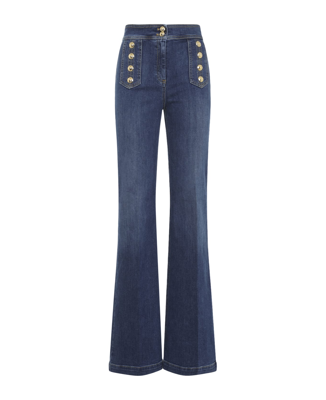 Elisabetta Franchi Jeans With Buttons - Blue Denim