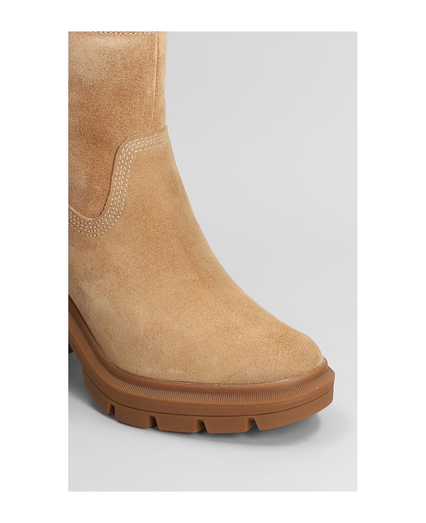 Timberland Allington Heights High Heels Ankle Boots In Beige Suede - beige