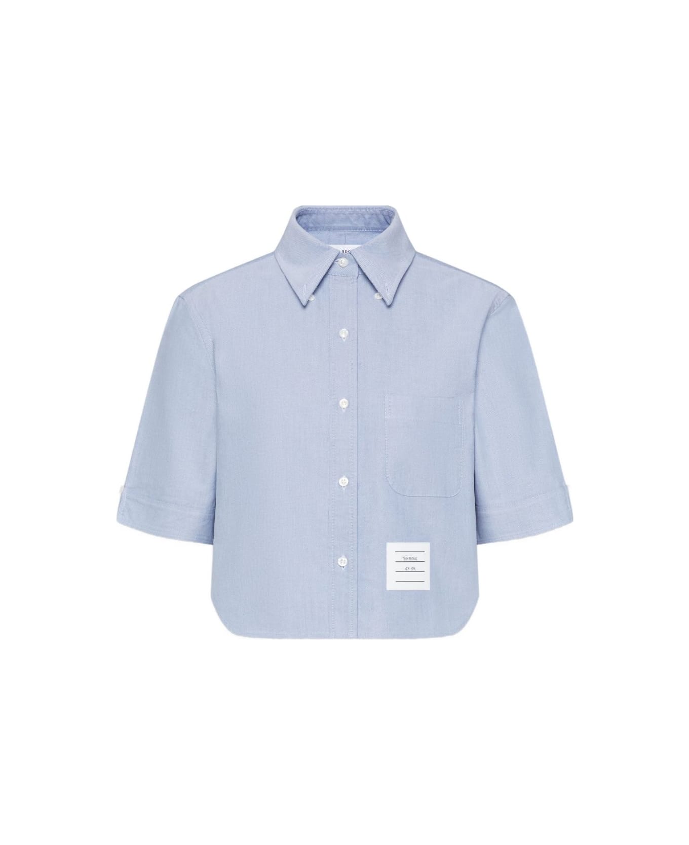 Thom Browne Cotton Cropped Shirt - Clear Blue