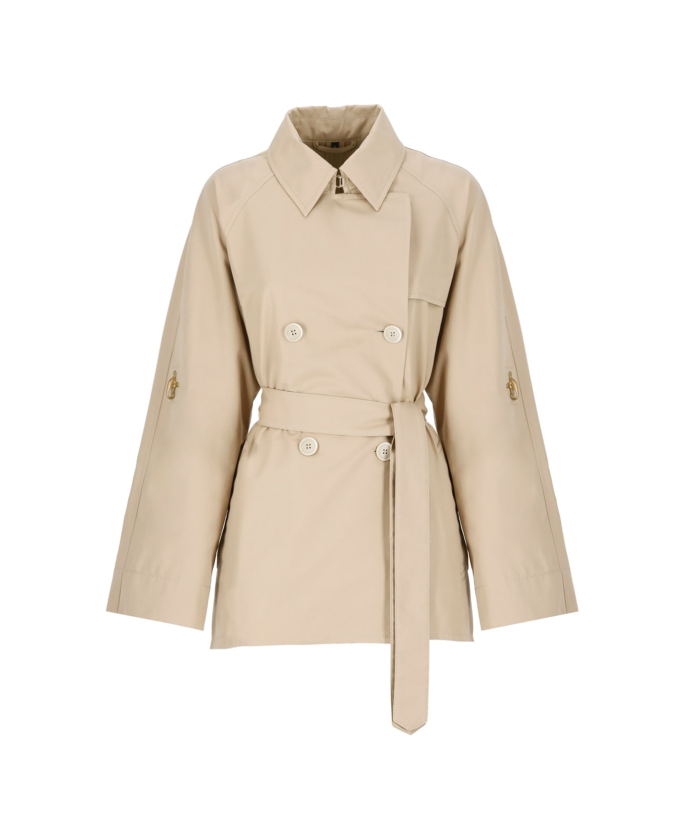 Fay Short Cotton Trench Coat - Brown