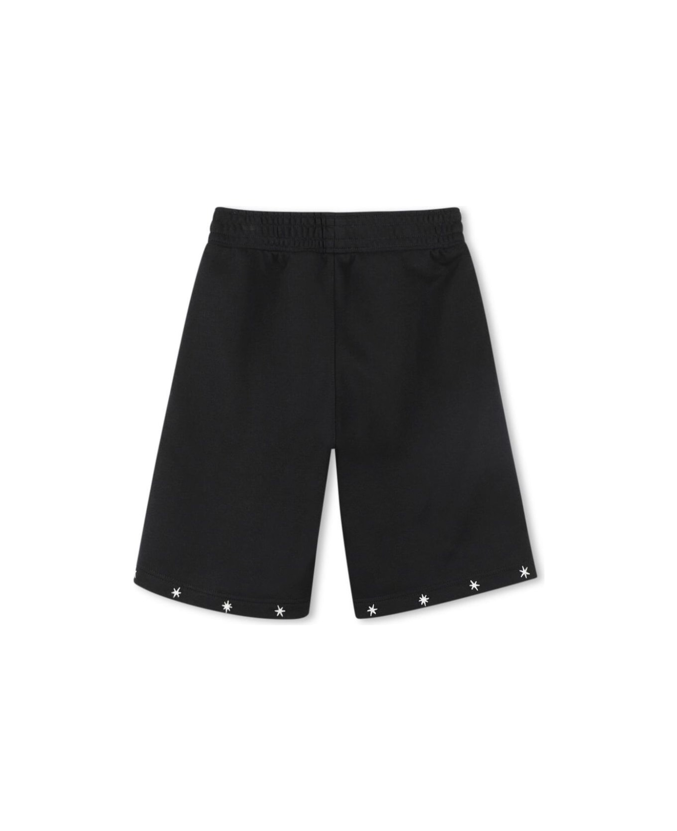 Givenchy Black Shorts With Logo Lettering On The Front And Star Embroidery In Cotton Blend Boy - Black