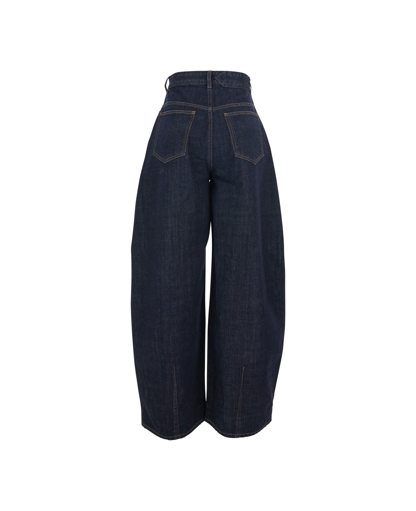 Jacquemus 
le De Nimes Ovalo
 Blue Wide Jeans With Side Logo In Denim Woman - Blu