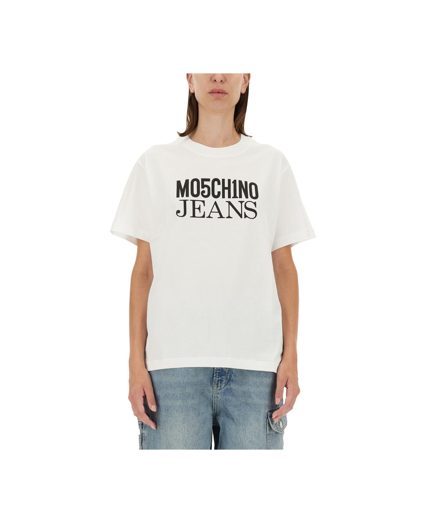 M05CH1N0 Jeans T-shirt With Logo - WHITE