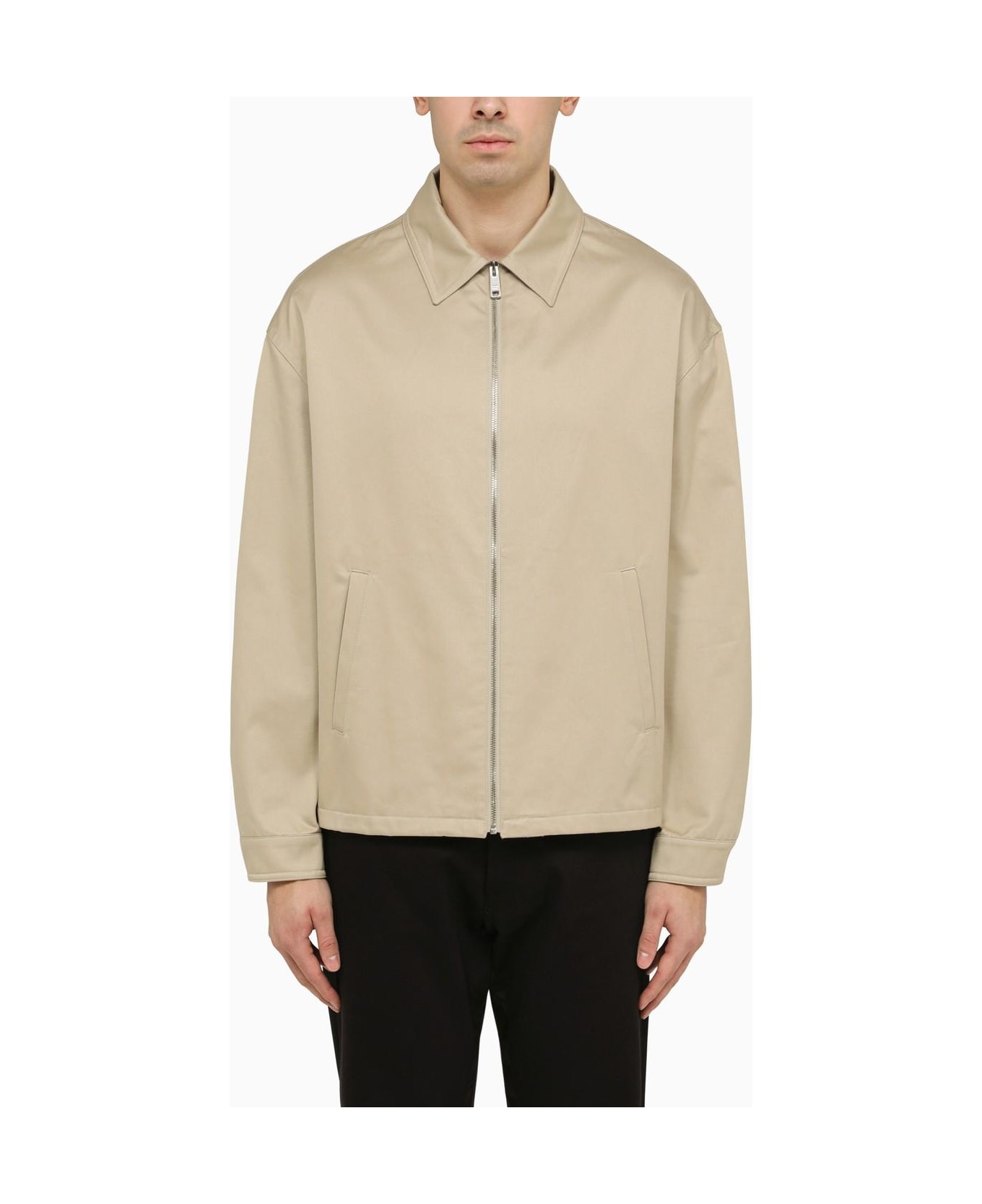 Prada Lightweight Cotton Jacket In Rope Colour - NATURAL