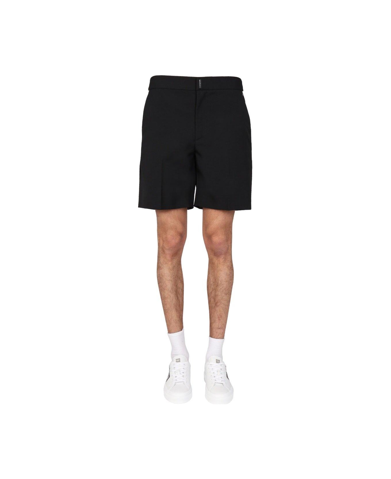 Givenchy Logo Plaque Bermuda Shorts - BLACK